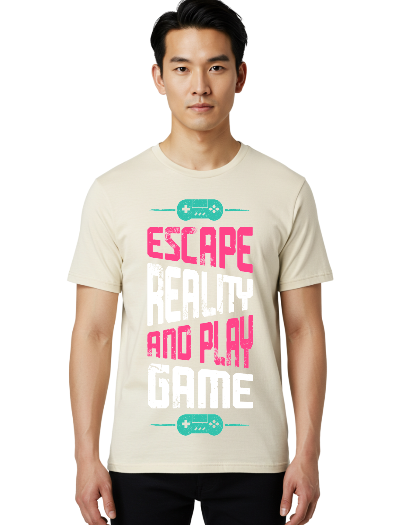 Escape-Reality-And-Play-Game Men'S Graphic Tee, 100% Cotton, Comfortable Casual Summer Wear, Machine Washable, Escape Reality, Play Game, Immersive Gaming Experience, Escape Room Theme, Gaming Advertisement, Interactive Entertainment, - Aaa627 30