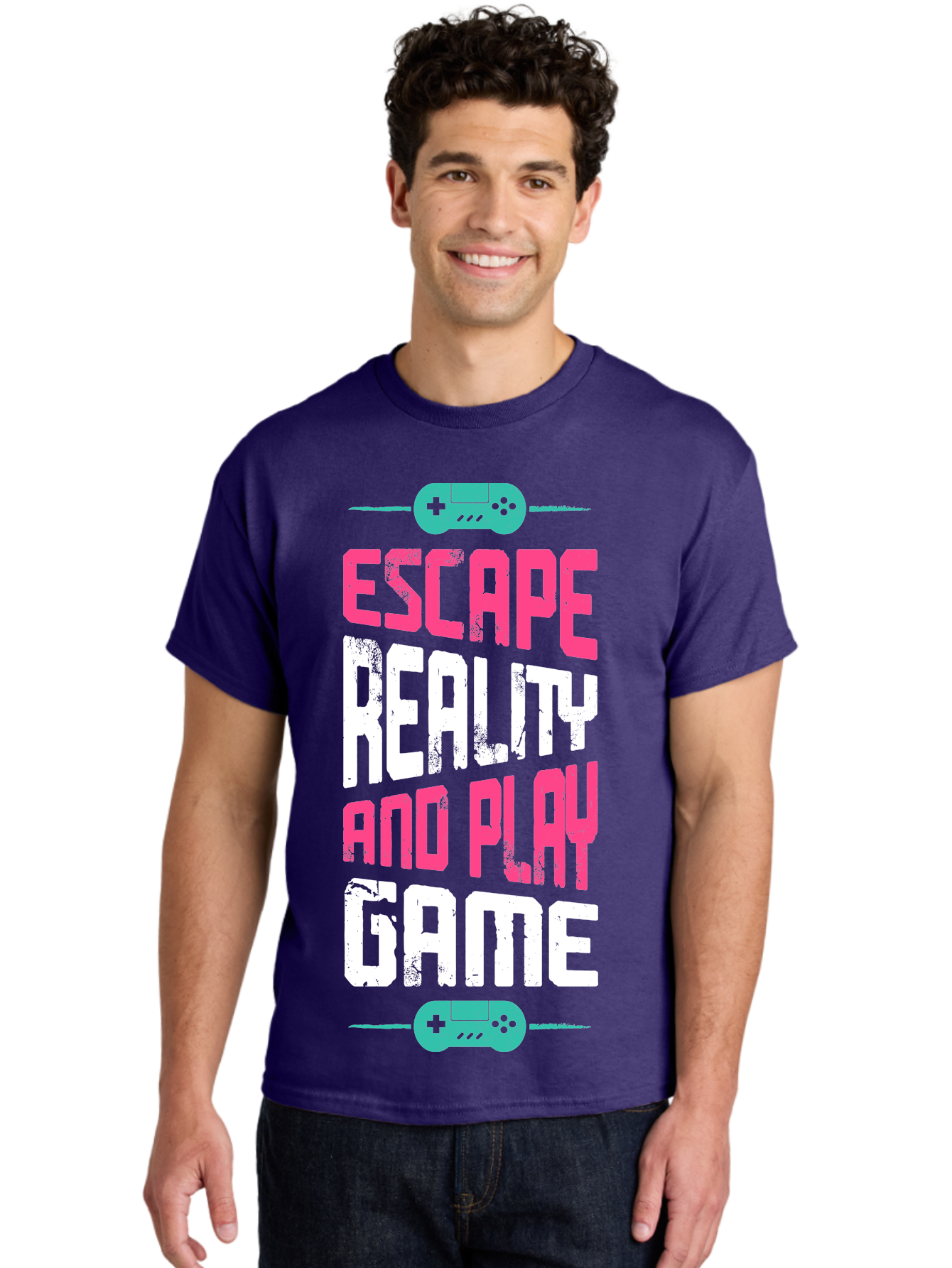 Escape-Reality-And-Play-Game Men'S Graphic Tee, 100% Cotton, Comfortable Casual Summer Wear, Machine Washable, Escape Reality, Play Game, Immersive Gaming Experience, Escape Room Theme, Gaming Advertisement, Interactive Entertainment, - Aaa627 8