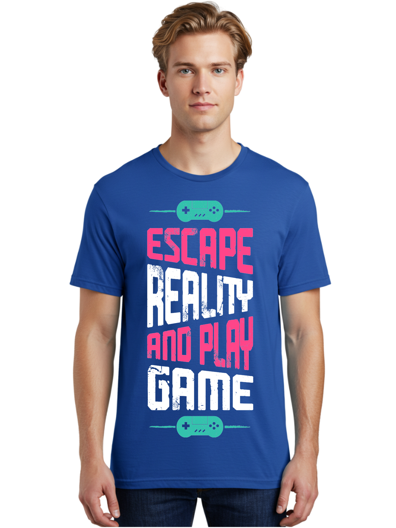 Escape-Reality-And-Play-Game Men'S Graphic Tee, 100% Cotton, Comfortable Casual Summer Wear, Machine Washable, Escape Reality, Play Game, Immersive Gaming Experience, Escape Room Theme, Gaming Advertisement, Interactive Entertainment, - Aaa627 22