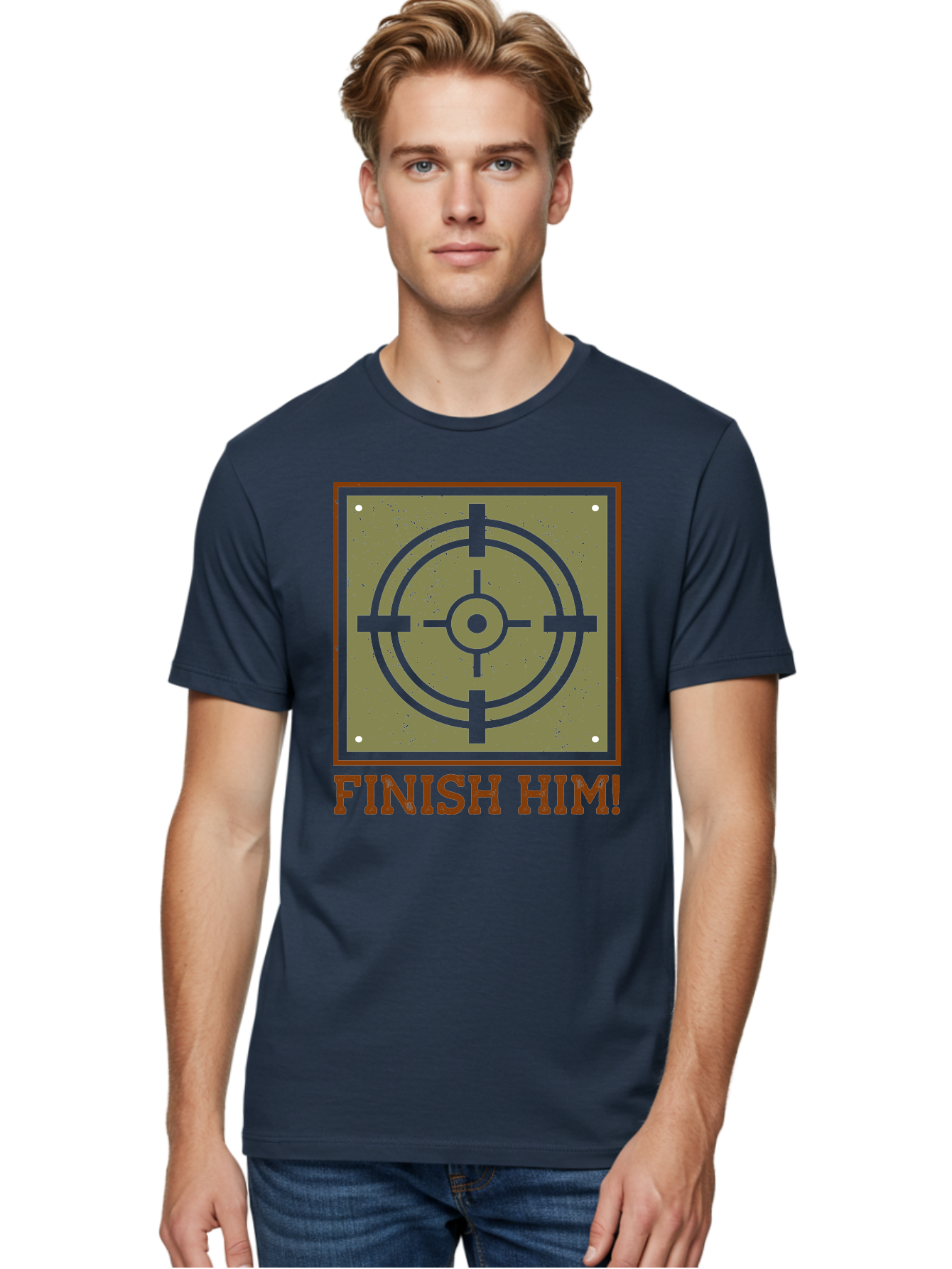 Finish-Him-Target Men'S Graphic Tee, 100% Cotton, Comfortable Casual Summer Wear, Machine Washable, Target Symbol, Bullseye, Combat Graphics, Finishing Move, Video Game Graphics, Intense Action, Fighting Games - Aaa629 20