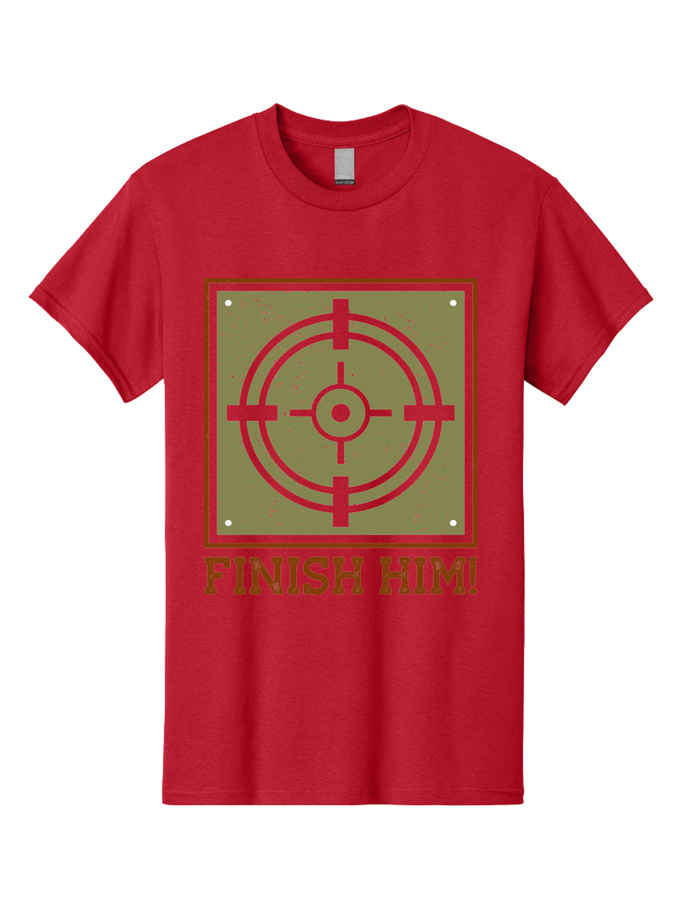 Finish-Him-Target Men'S Graphic Tee, 100% Cotton, Comfortable Casual Summer Wear, Machine Washable, Target Symbol, Bullseye, Combat Graphics, Finishing Move, Video Game Graphics, Intense Action, Fighting Games - Aaa629 23