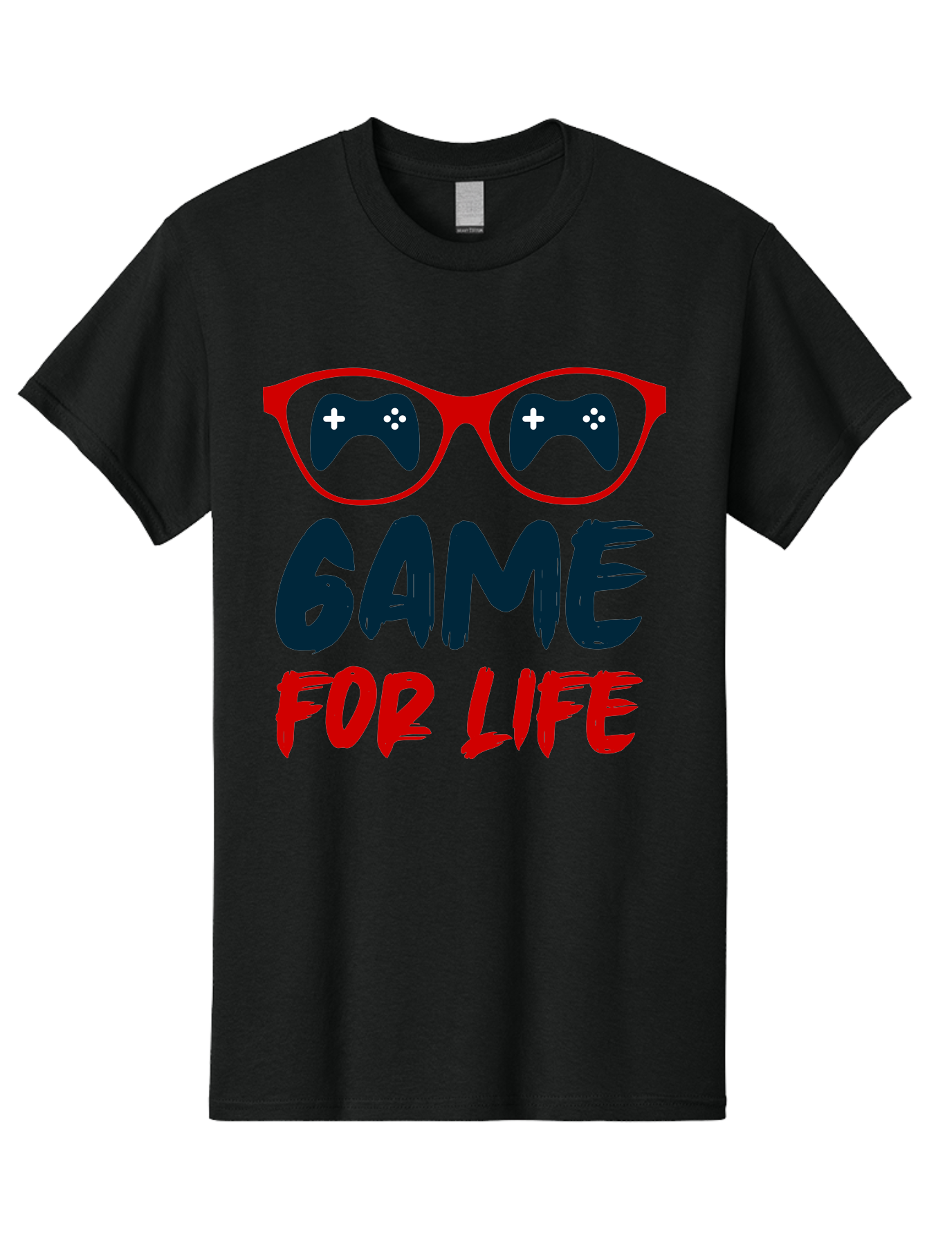 Game-For-Life Men'S Graphic Tee, 100% Cotton, Comfortable Casual Summer Wear, Machine Washable, Gaming Culture, Game Controllers, Video Games, Gamer Lifestyle, Game For Life, Gaming Community, Fun, Entertainment, Red Glasses - Aaa630 3