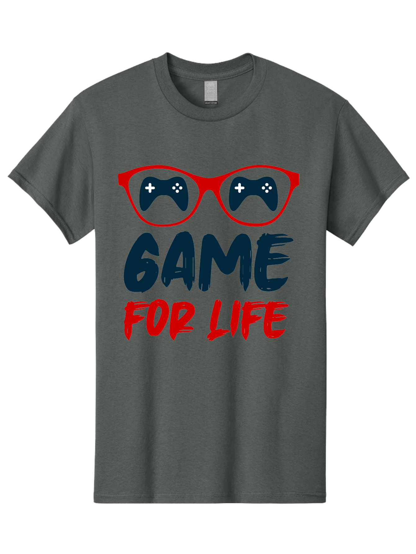 Game-For-Life Men'S Graphic Tee, 100% Cotton, Comfortable Casual Summer Wear, Machine Washable, Gaming Culture, Game Controllers, Video Games, Gamer Lifestyle, Game For Life, Gaming Community, Fun, Entertainment, Red Glasses - Aaa630 23