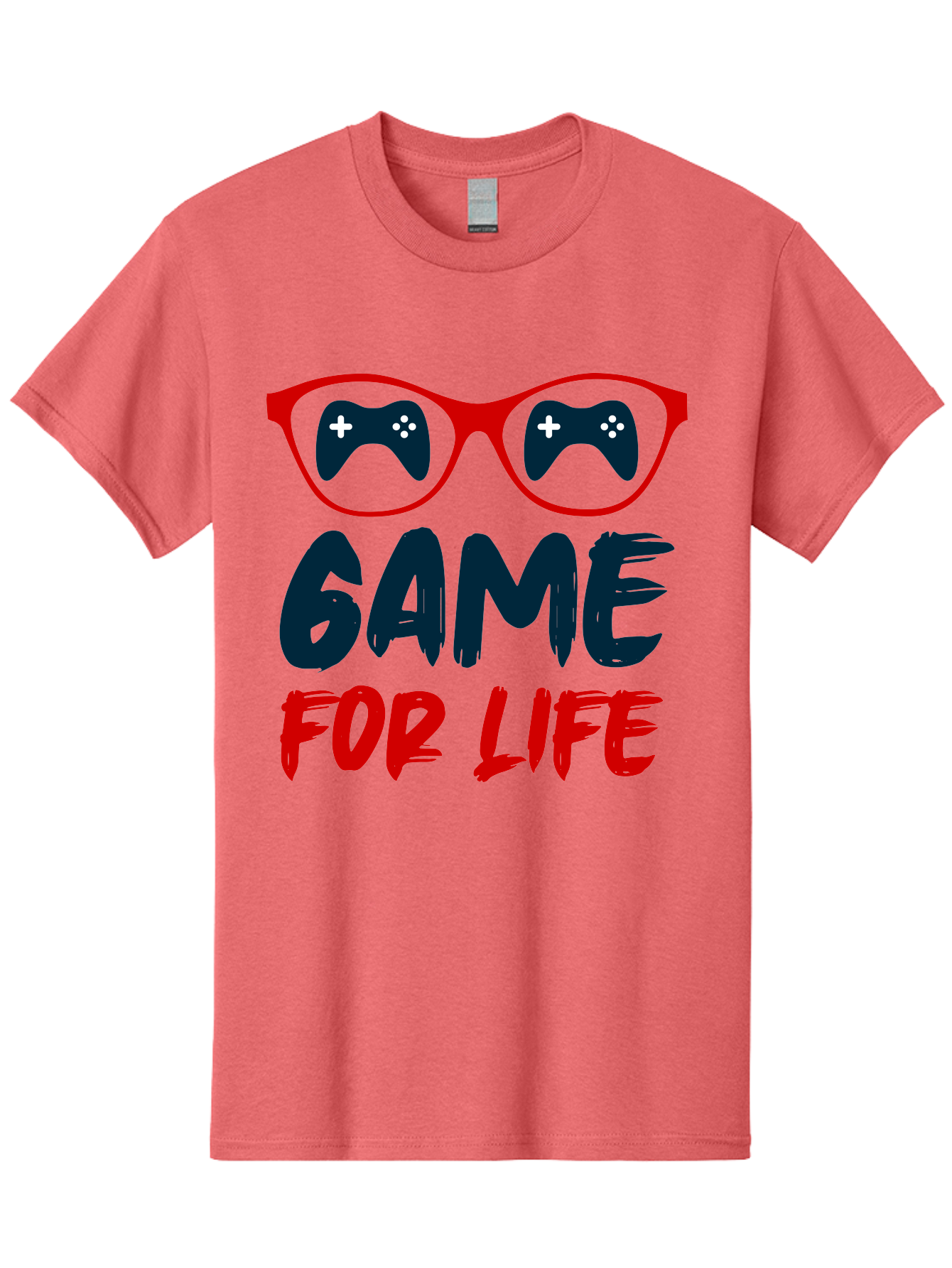 Game-For-Life Men'S Graphic Tee, 100% Cotton, Comfortable Casual Summer Wear, Machine Washable, Gaming Culture, Game Controllers, Video Games, Gamer Lifestyle, Game For Life, Gaming Community, Fun, Entertainment, Red Glasses - Aaa630 9