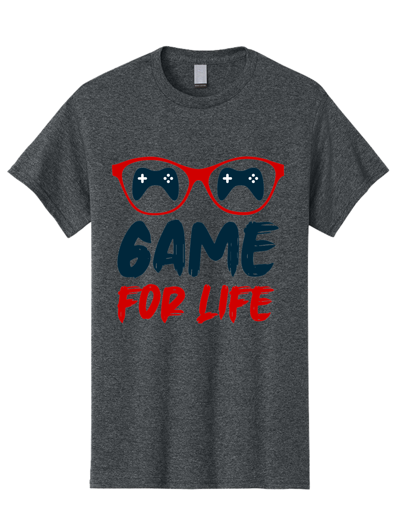 Game-For-Life Men'S Graphic Tee, 100% Cotton, Comfortable Casual Summer Wear, Machine Washable, Gaming Culture, Game Controllers, Video Games, Gamer Lifestyle, Game For Life, Gaming Community, Fun, Entertainment, Red Glasses - Aaa630 21