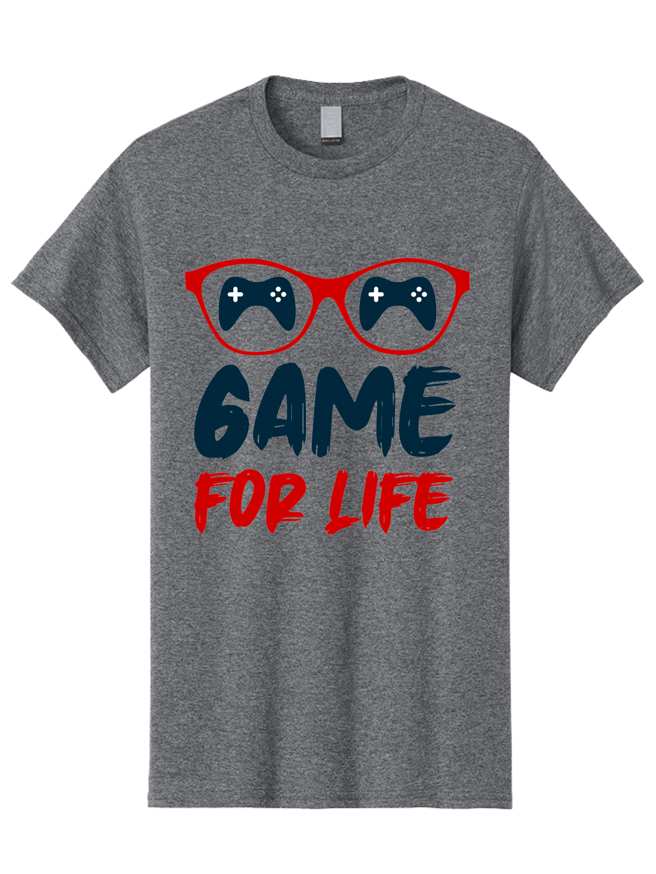 Game-For-Life Men'S Graphic Tee, 100% Cotton, Comfortable Casual Summer Wear, Machine Washable, Gaming Culture, Game Controllers, Video Games, Gamer Lifestyle, Game For Life, Gaming Community, Fun, Entertainment, Red Glasses - Aaa630 25
