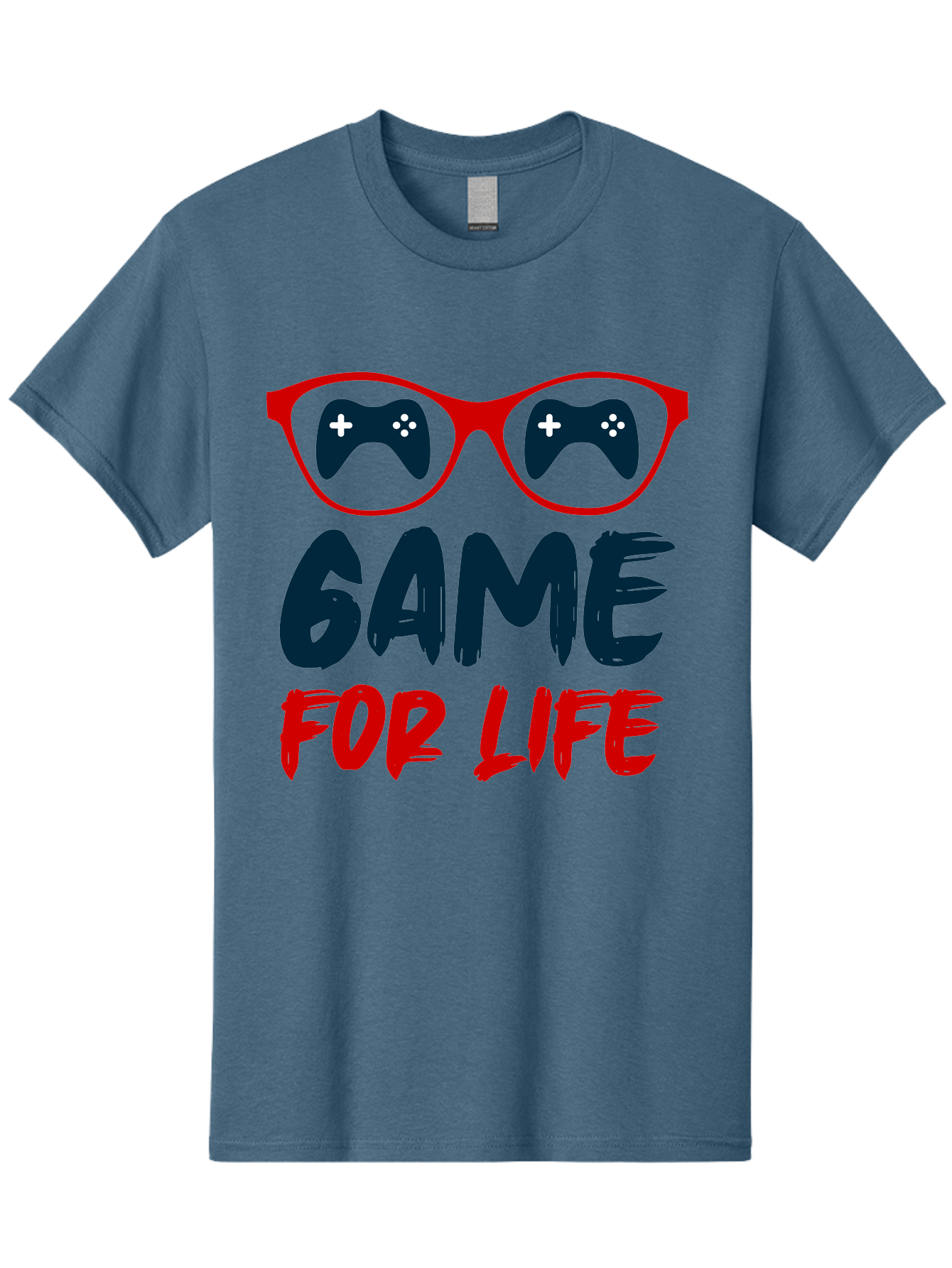Game-For-Life Men'S Graphic Tee, 100% Cotton, Comfortable Casual Summer Wear, Machine Washable, Gaming Culture, Game Controllers, Video Games, Gamer Lifestyle, Game For Life, Gaming Community, Fun, Entertainment, Red Glasses - Aaa630 11