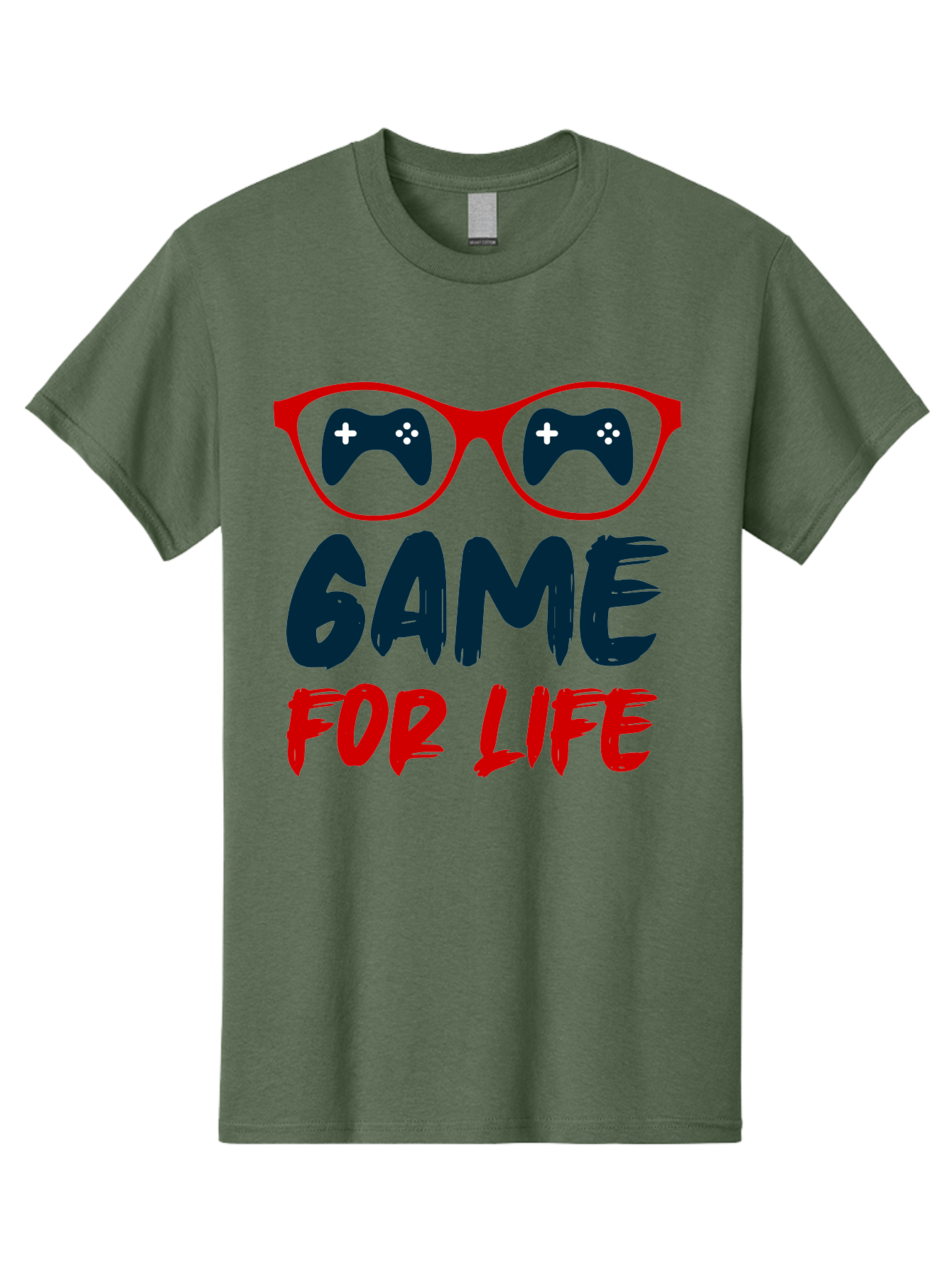 Game-For-Life Men'S Graphic Tee, 100% Cotton, Comfortable Casual Summer Wear, Machine Washable, Gaming Culture, Game Controllers, Video Games, Gamer Lifestyle, Game For Life, Gaming Community, Fun, Entertainment, Red Glasses - Aaa630 5