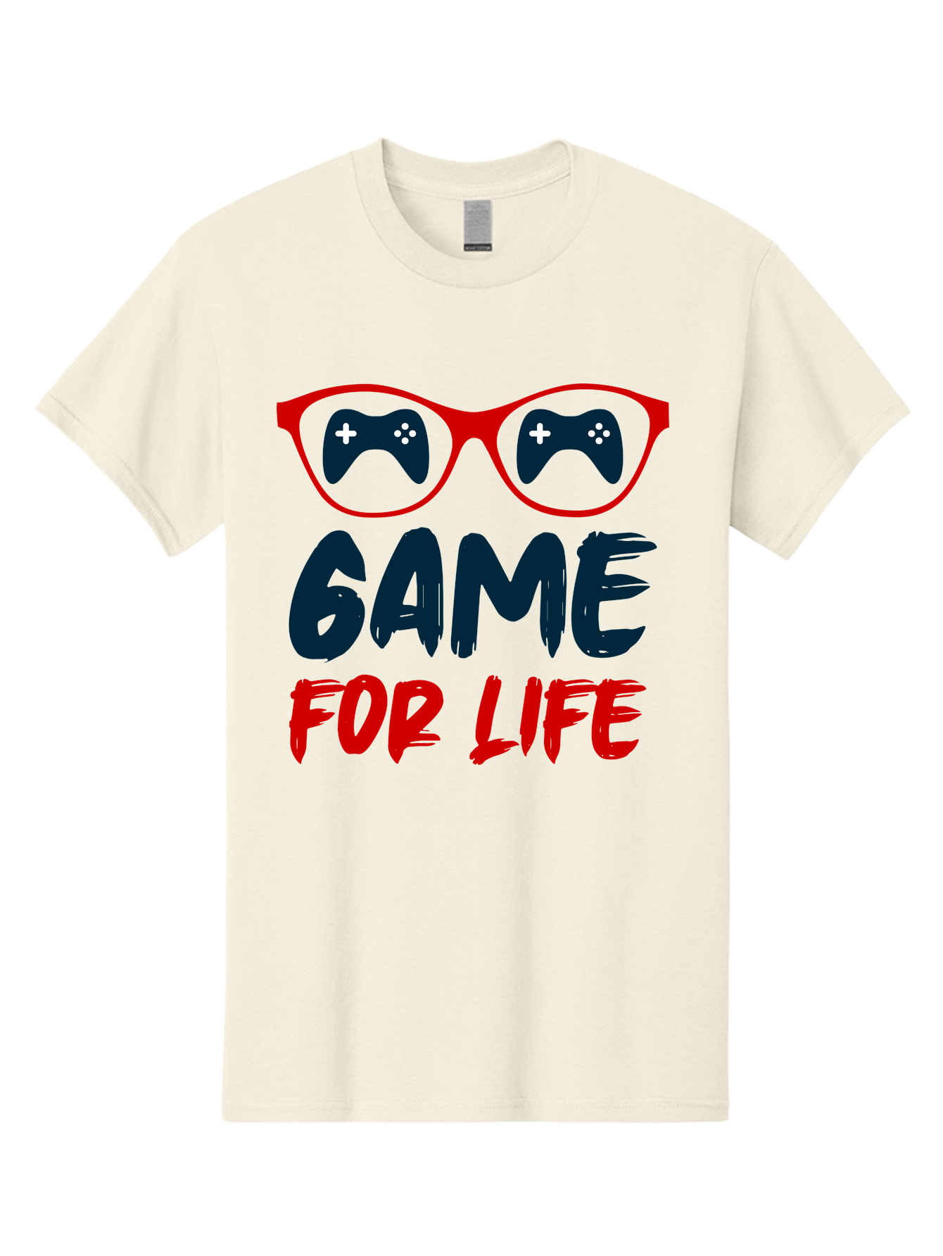 Game-For-Life Men'S Graphic Tee, 100% Cotton, Comfortable Casual Summer Wear, Machine Washable, Gaming Culture, Game Controllers, Video Games, Gamer Lifestyle, Game For Life, Gaming Community, Fun, Entertainment, Red Glasses - Aaa630 17