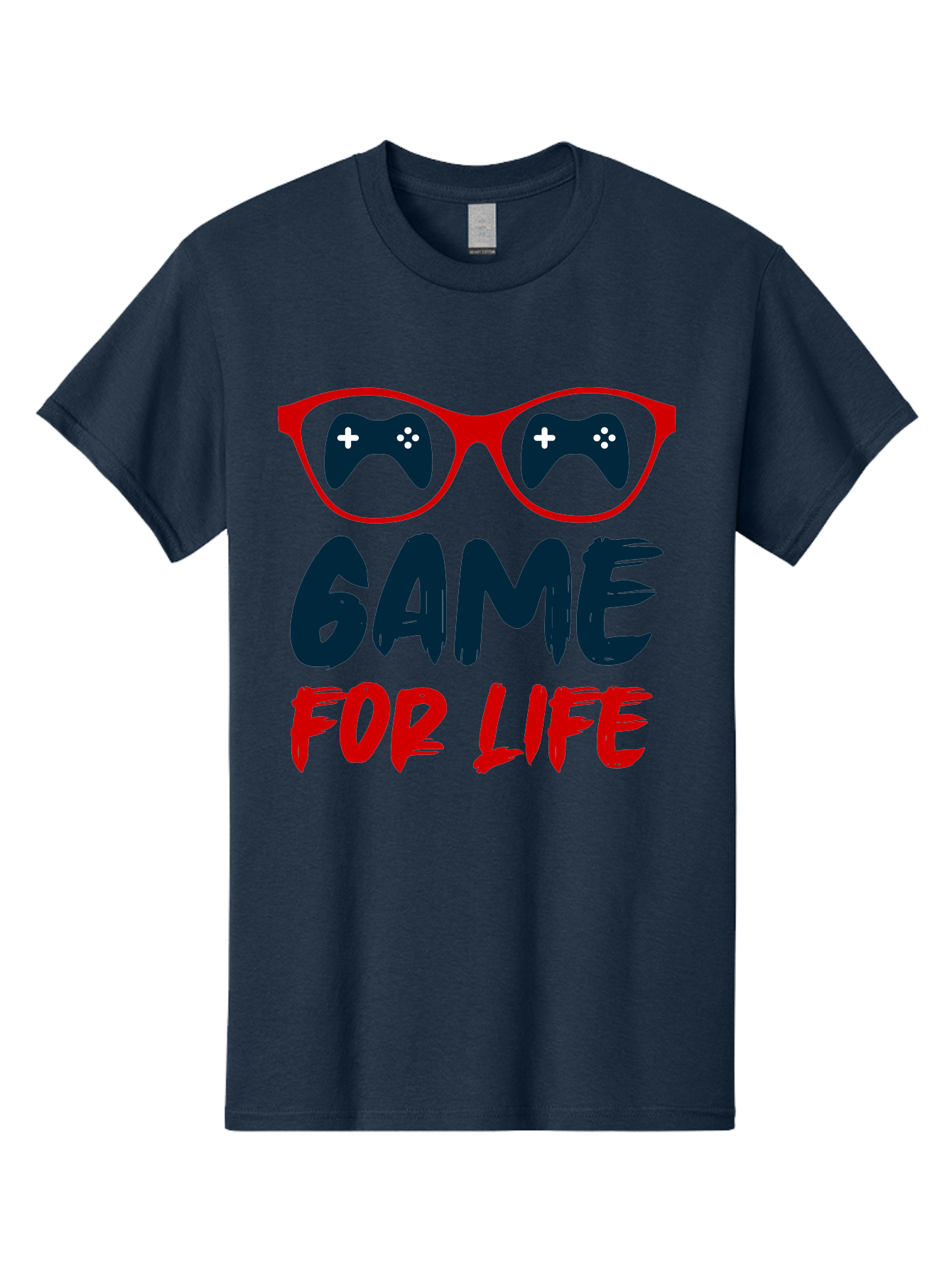 Game-For-Life Men'S Graphic Tee, 100% Cotton, Comfortable Casual Summer Wear, Machine Washable, Gaming Culture, Game Controllers, Video Games, Gamer Lifestyle, Game For Life, Gaming Community, Fun, Entertainment, Red Glasses - Aaa630 19
