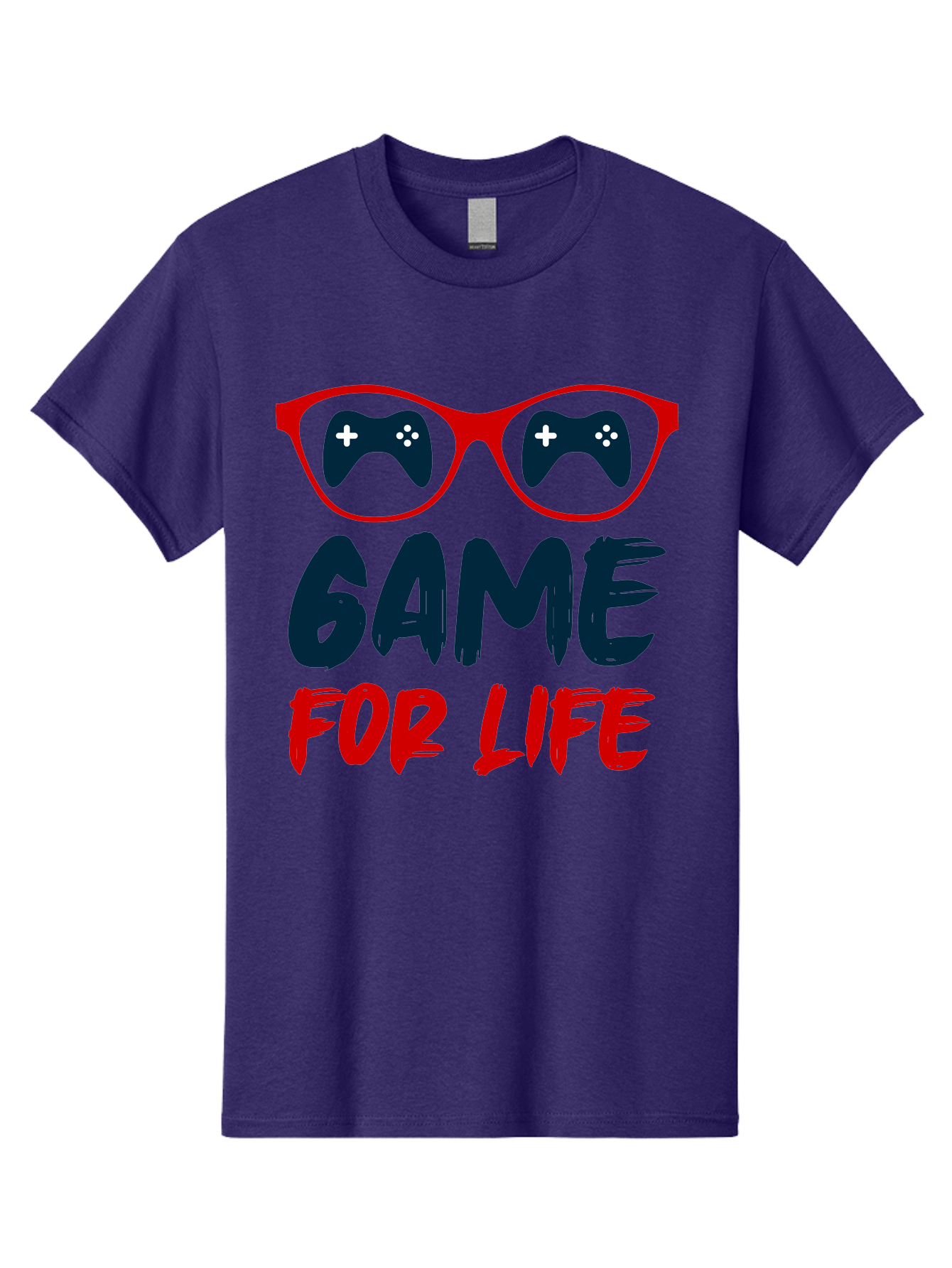 Game-For-Life Men'S Graphic Tee, 100% Cotton, Comfortable Casual Summer Wear, Machine Washable, Gaming Culture, Game Controllers, Video Games, Gamer Lifestyle, Game For Life, Gaming Community, Fun, Entertainment, Red Glasses - Aaa630 27