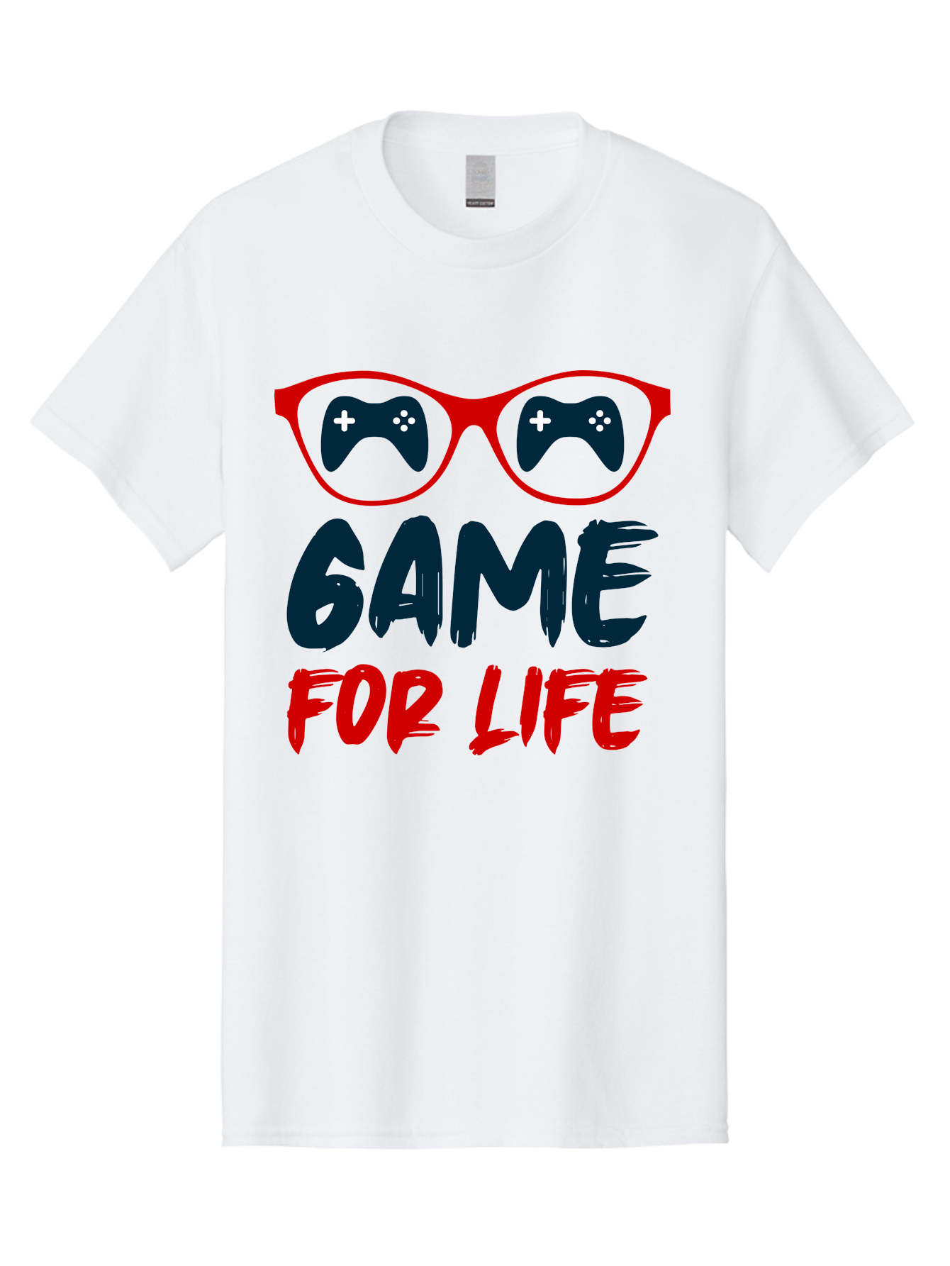 Game-For-Life Men'S Graphic Tee, 100% Cotton, Comfortable Casual Summer Wear, Machine Washable, Gaming Culture, Game Controllers, Video Games, Gamer Lifestyle, Game For Life, Gaming Community, Fun, Entertainment, Red Glasses - Aaa630 15
