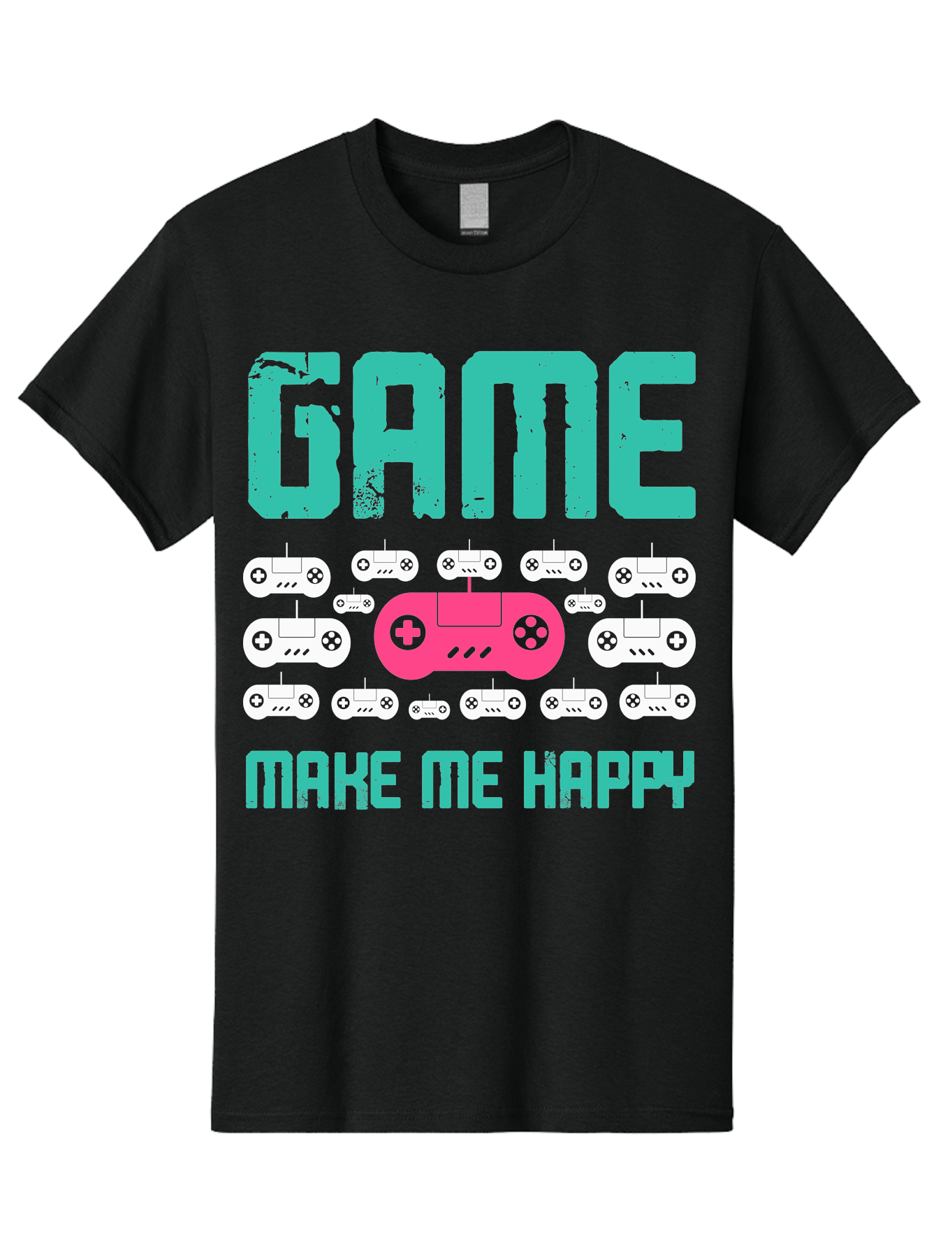 Game-Make-Me-Happy Men'S Graphic Tee, 100% Cotton, Comfortable Casual Summer Wear, Machine Washable, Gaming Controller, Gamepad, Video Games, Gaming Accessories, Positive Vibes, Happiness, Gaming, Make Me Happy - Aaa631 21
