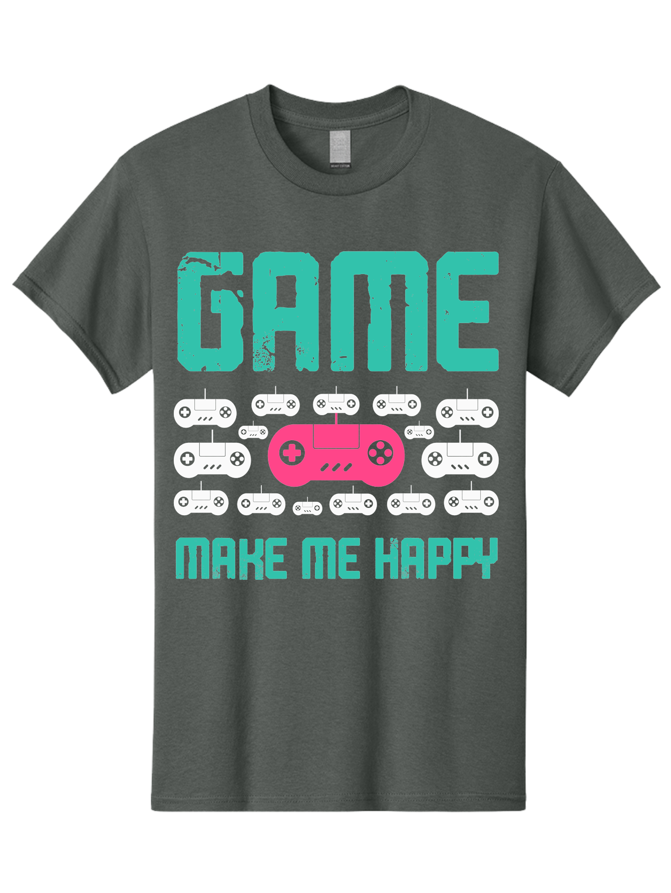 Game-Make-Me-Happy Men'S Graphic Tee, 100% Cotton, Comfortable Casual Summer Wear, Machine Washable, Gaming Controller, Gamepad, Video Games, Gaming Accessories, Positive Vibes, Happiness, Gaming, Make Me Happy - Aaa631 5