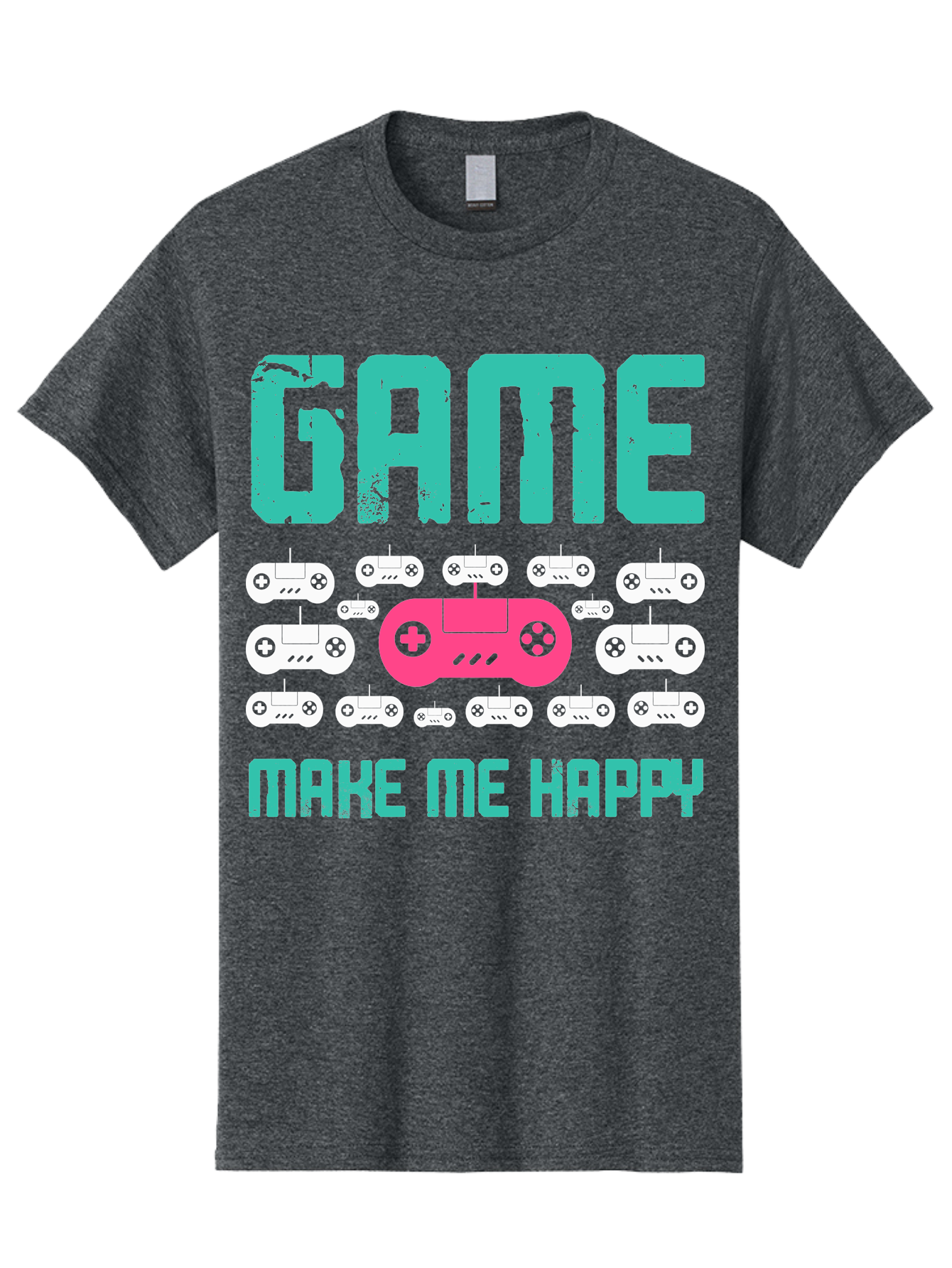 Game-Make-Me-Happy Men'S Graphic Tee, 100% Cotton, Comfortable Casual Summer Wear, Machine Washable, Gaming Controller, Gamepad, Video Games, Gaming Accessories, Positive Vibes, Happiness, Gaming, Make Me Happy - Aaa631 23