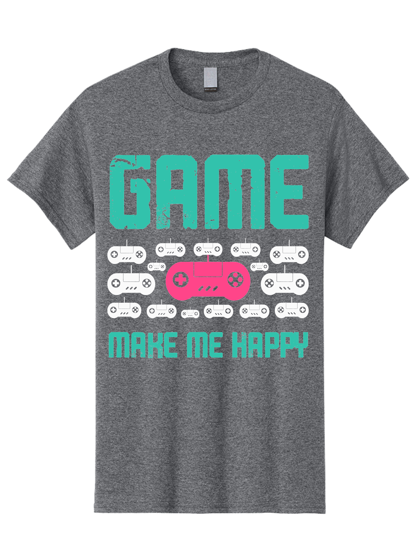 Game-Make-Me-Happy Men'S Graphic Tee, 100% Cotton, Comfortable Casual Summer Wear, Machine Washable, Gaming Controller, Gamepad, Video Games, Gaming Accessories, Positive Vibes, Happiness, Gaming, Make Me Happy - Aaa631 19