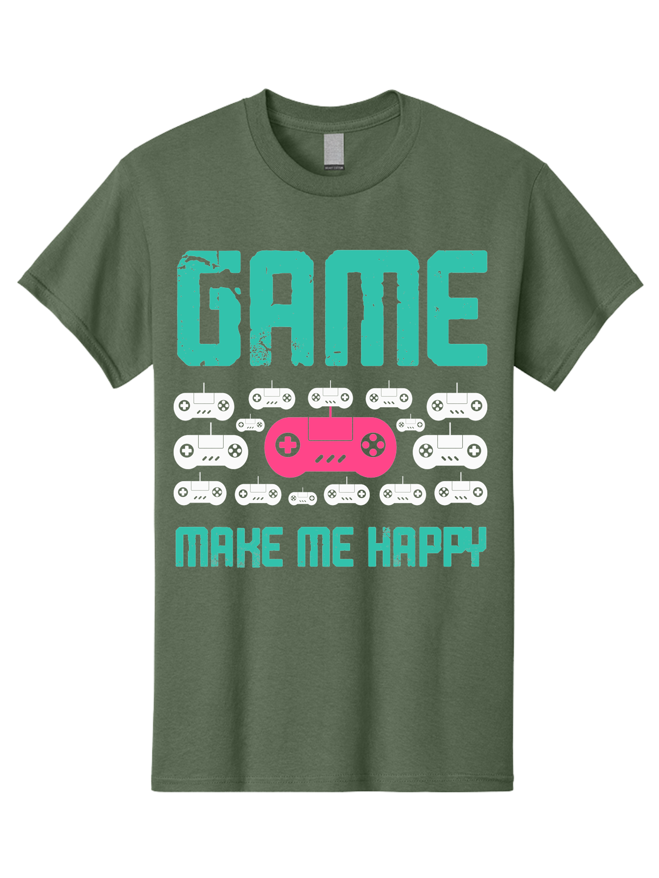 Game-Make-Me-Happy Men'S Graphic Tee, 100% Cotton, Comfortable Casual Summer Wear, Machine Washable, Gaming Controller, Gamepad, Video Games, Gaming Accessories, Positive Vibes, Happiness, Gaming, Make Me Happy - Aaa631 3