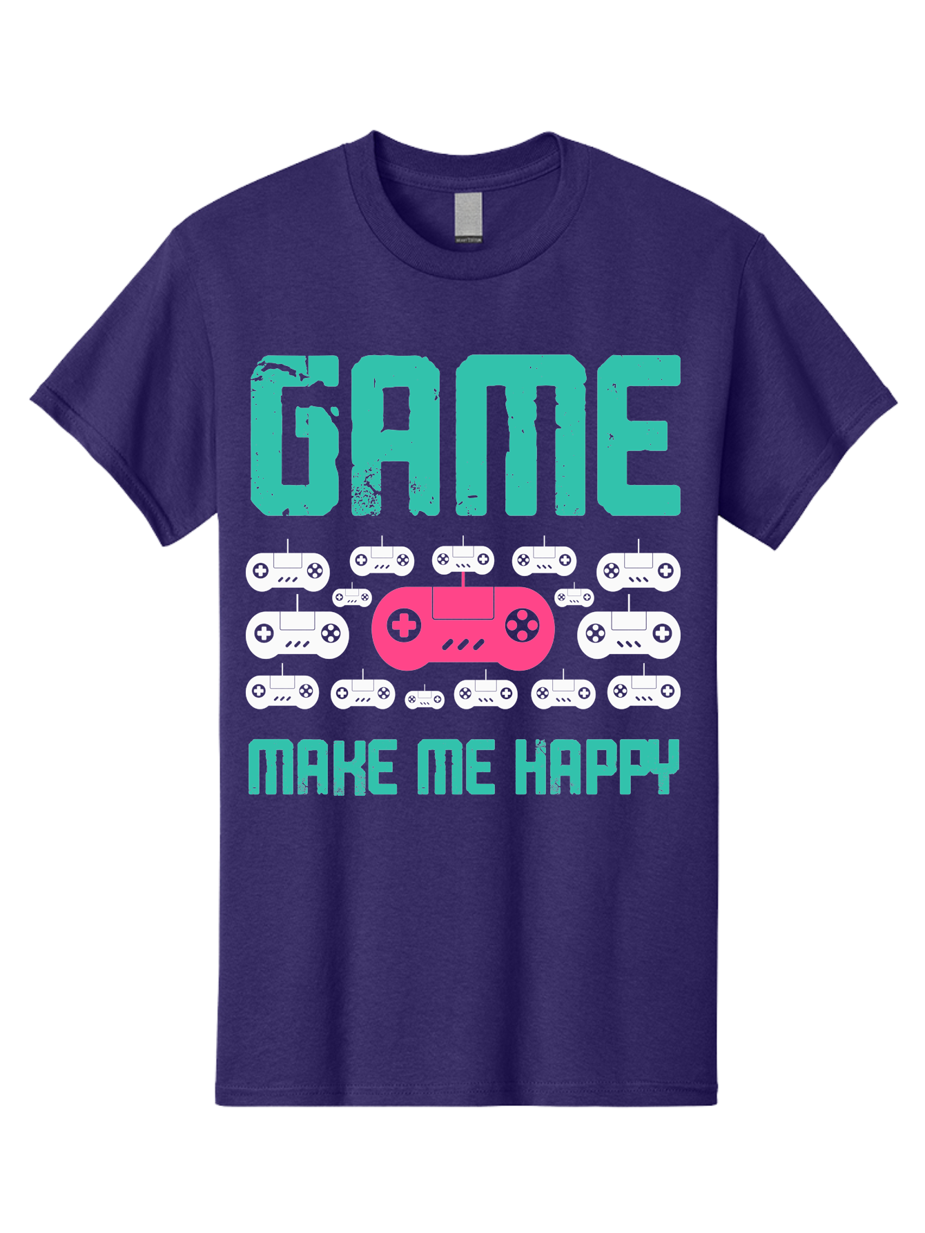 Game-Make-Me-Happy Men'S Graphic Tee, 100% Cotton, Comfortable Casual Summer Wear, Machine Washable, Gaming Controller, Gamepad, Video Games, Gaming Accessories, Positive Vibes, Happiness, Gaming, Make Me Happy - Aaa631 17