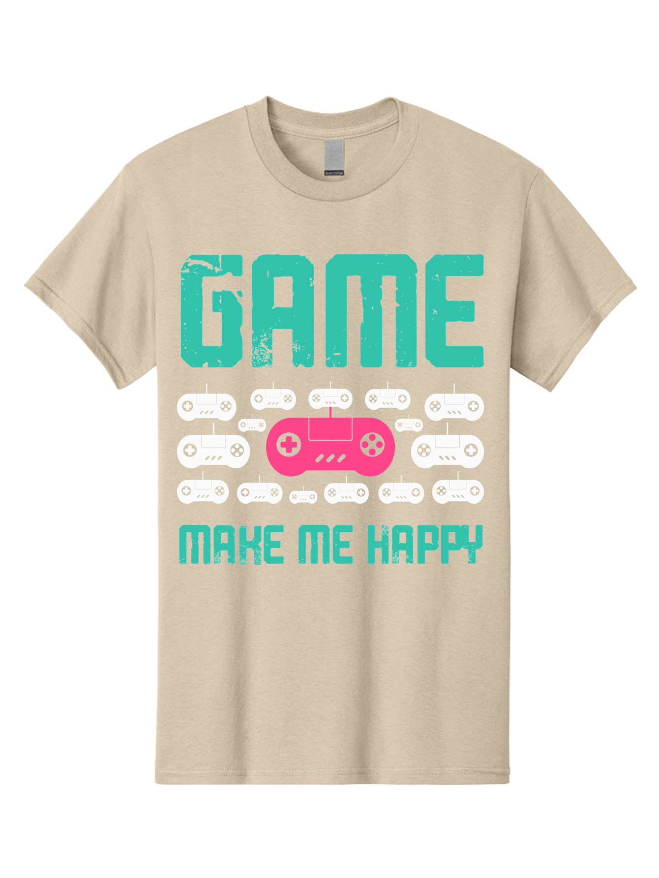 Game-Make-Me-Happy Men'S Graphic Tee, 100% Cotton, Comfortable Casual Summer Wear, Machine Washable, Gaming Controller, Gamepad, Video Games, Gaming Accessories, Positive Vibes, Happiness, Gaming, Make Me Happy - Aaa631 29