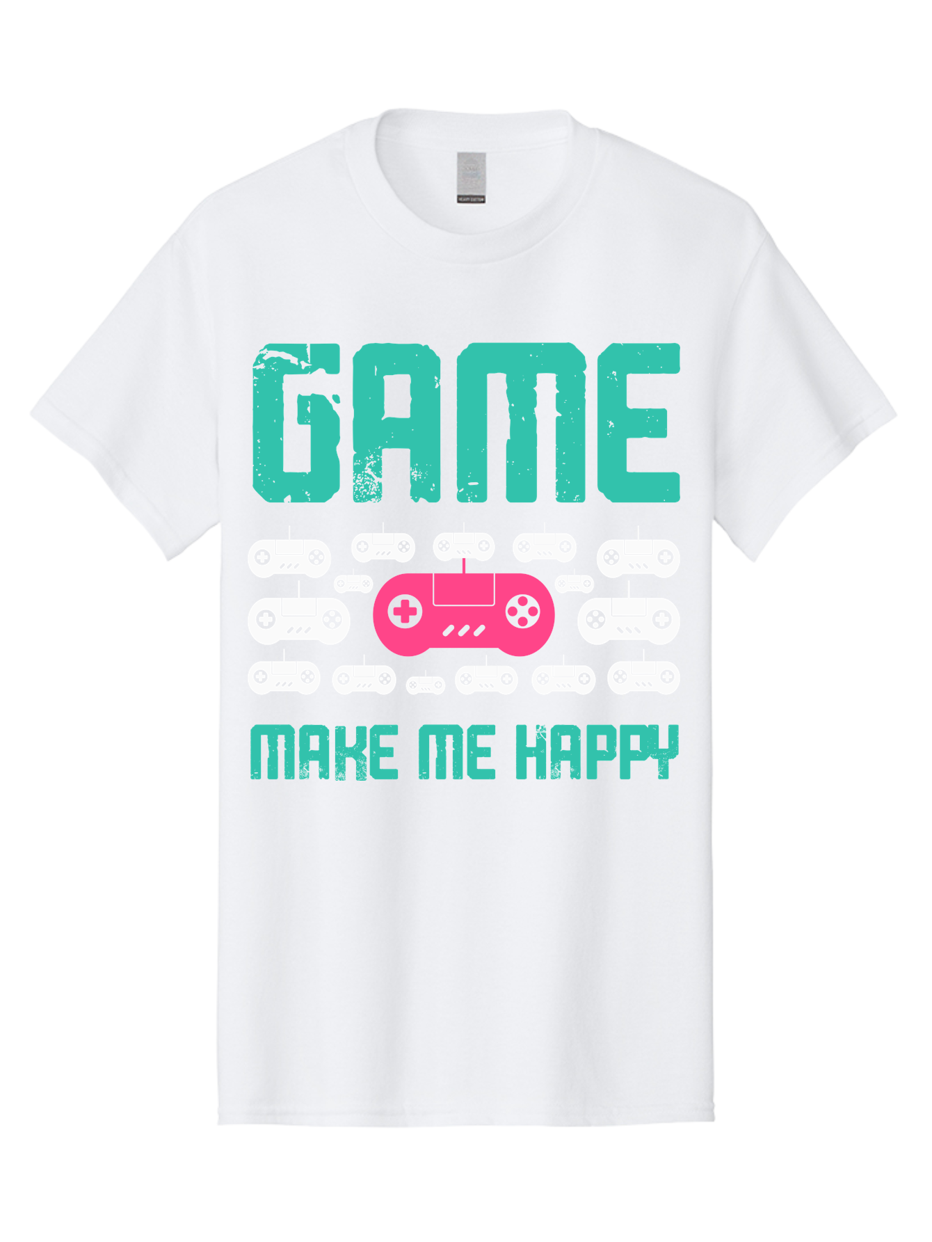 Game-Make-Me-Happy Men'S Graphic Tee, 100% Cotton, Comfortable Casual Summer Wear, Machine Washable, Gaming Controller, Gamepad, Video Games, Gaming Accessories, Positive Vibes, Happiness, Gaming, Make Me Happy - Aaa631 25