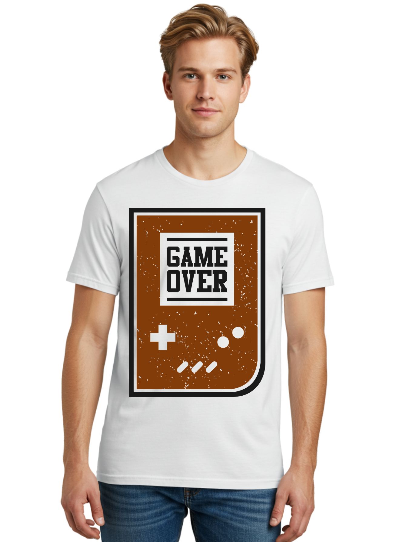 Game-Over Men'S Graphic Tee, 100% Cotton, Comfortable Casual Summer Wear, Machine Washable, Game Over Screen, Retro Video Game, Nostalgic Gaming, Classic Arcade, Pixel Art, Game Over Text, Old School Gaming, Vintage Console - Aaa632 26