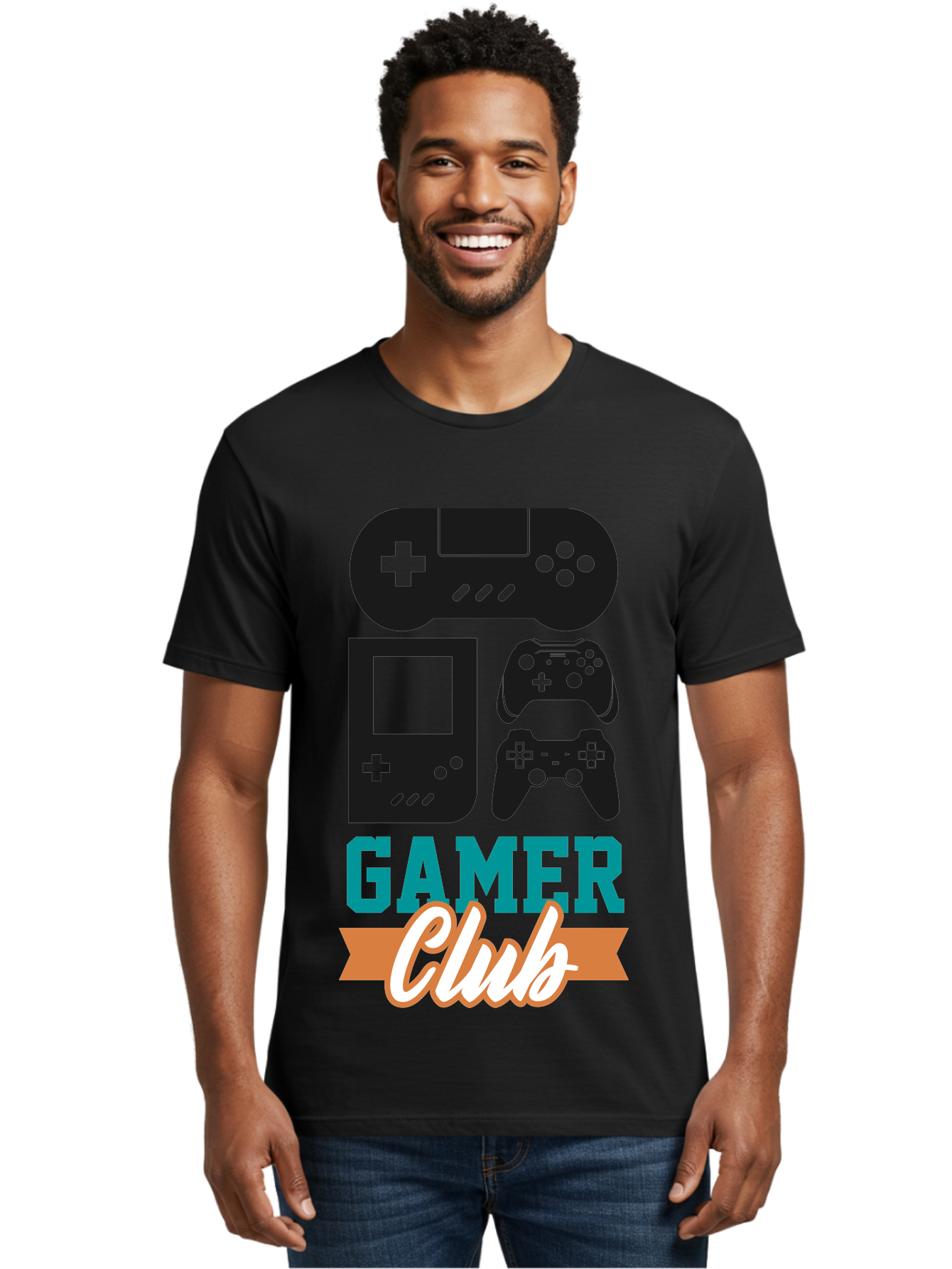 Gamer-Club Men'S Graphic Tee, 100% Cotton, Comfortable Casual Summer Wear, Machine Washable, Gaming Club, Gamer Community, Game Controllers, Video Games, Gamepad, Gaming Console, Game Controller Graphics, Gaming Accessories, Game Night - Aaa633 4