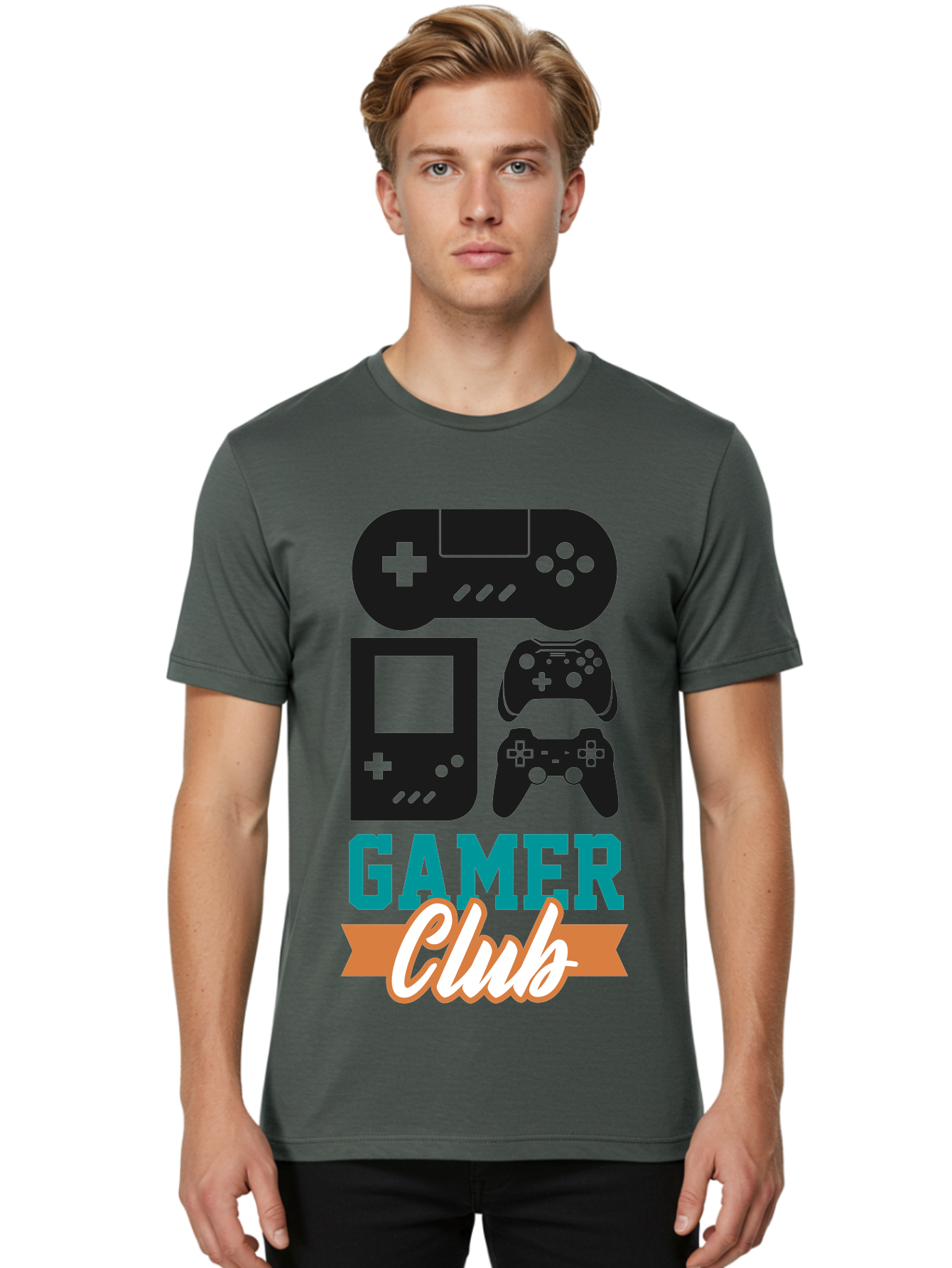 Gamer-Club Men'S Graphic Tee, 100% Cotton, Comfortable Casual Summer Wear, Machine Washable, Gaming Club, Gamer Community, Game Controllers, Video Games, Gamepad, Gaming Console, Game Controller Graphics, Gaming Accessories, Game Night - Aaa633 6