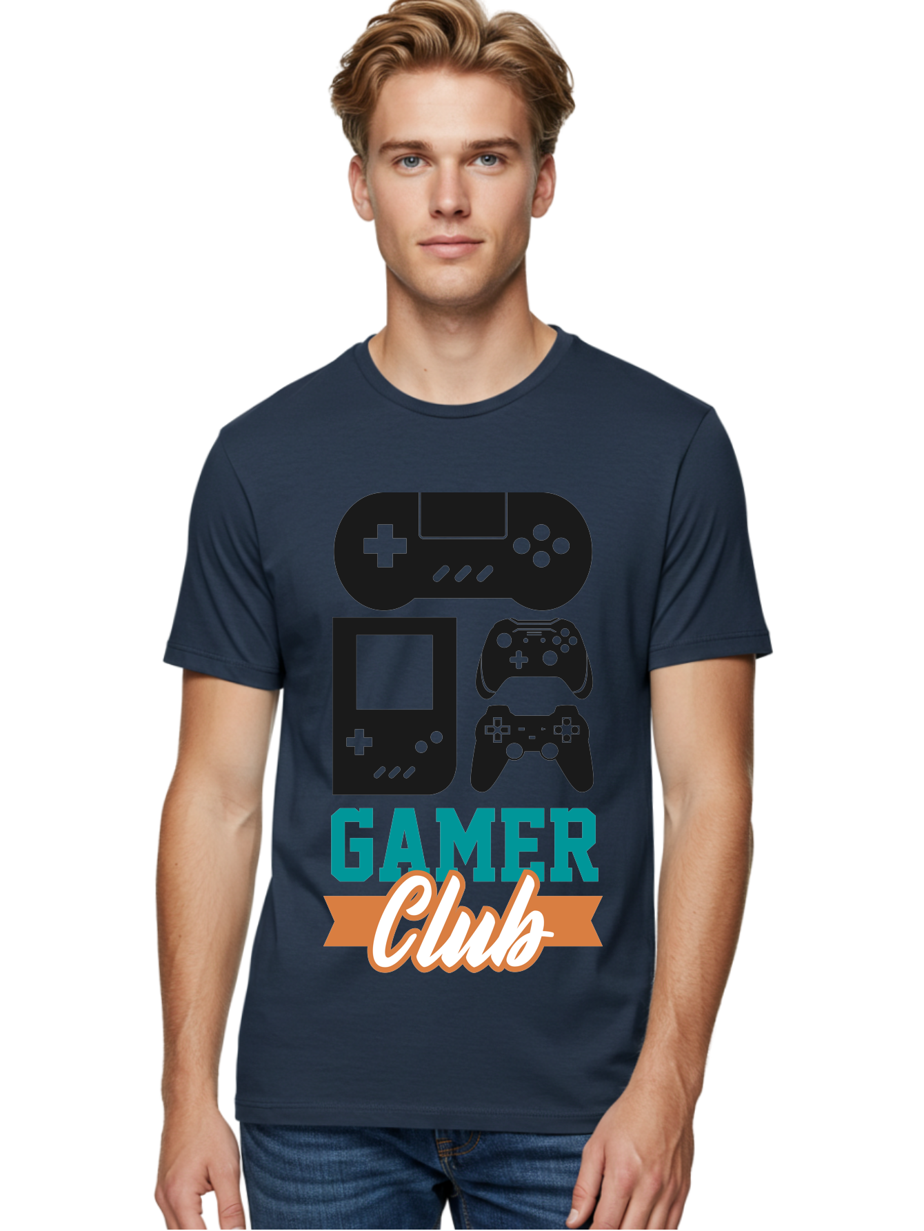 Gamer-Club Men'S Graphic Tee, 100% Cotton, Comfortable Casual Summer Wear, Machine Washable, Gaming Club, Gamer Community, Game Controllers, Video Games, Gamepad, Gaming Console, Game Controller Graphics, Gaming Accessories, Game Night - Aaa633 18