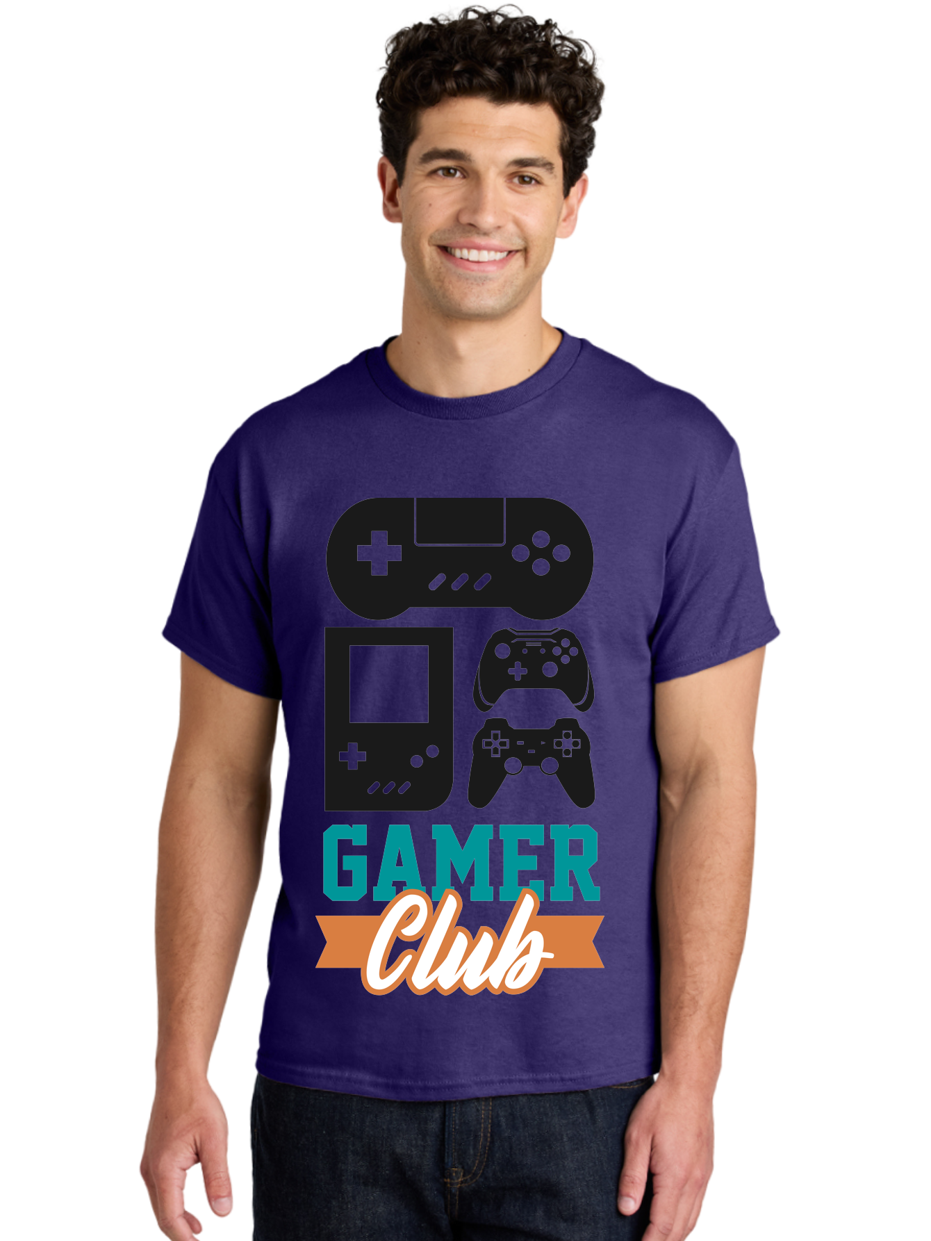 Gamer-Club Men'S Graphic Tee, 100% Cotton, Comfortable Casual Summer Wear, Machine Washable, Gaming Club, Gamer Community, Game Controllers, Video Games, Gamepad, Gaming Console, Game Controller Graphics, Gaming Accessories, Game Night - Aaa633 14