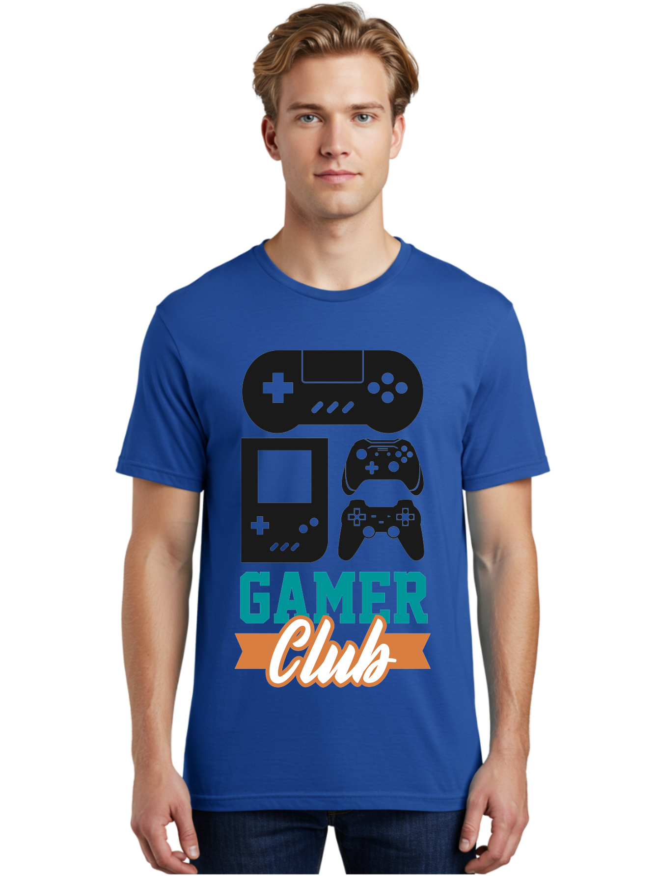 Gamer-Club Men'S Graphic Tee, 100% Cotton, Comfortable Casual Summer Wear, Machine Washable, Gaming Club, Gamer Community, Game Controllers, Video Games, Gamepad, Gaming Console, Game Controller Graphics, Gaming Accessories, Game Night - Aaa633 12