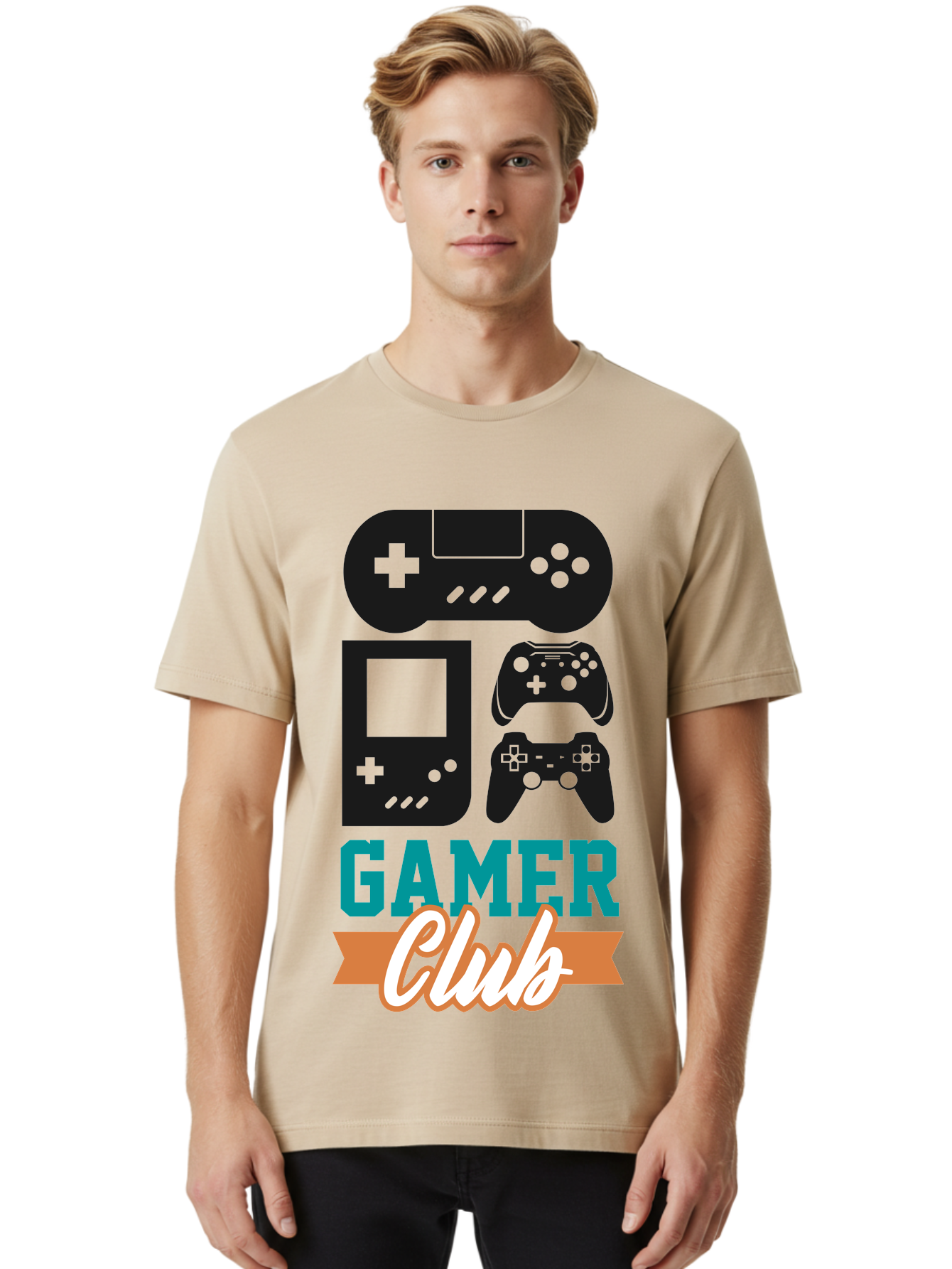 Gamer-Club Men'S Graphic Tee, 100% Cotton, Comfortable Casual Summer Wear, Machine Washable, Gaming Club, Gamer Community, Game Controllers, Video Games, Gamepad, Gaming Console, Game Controller Graphics, Gaming Accessories, Game Night - Aaa633 10