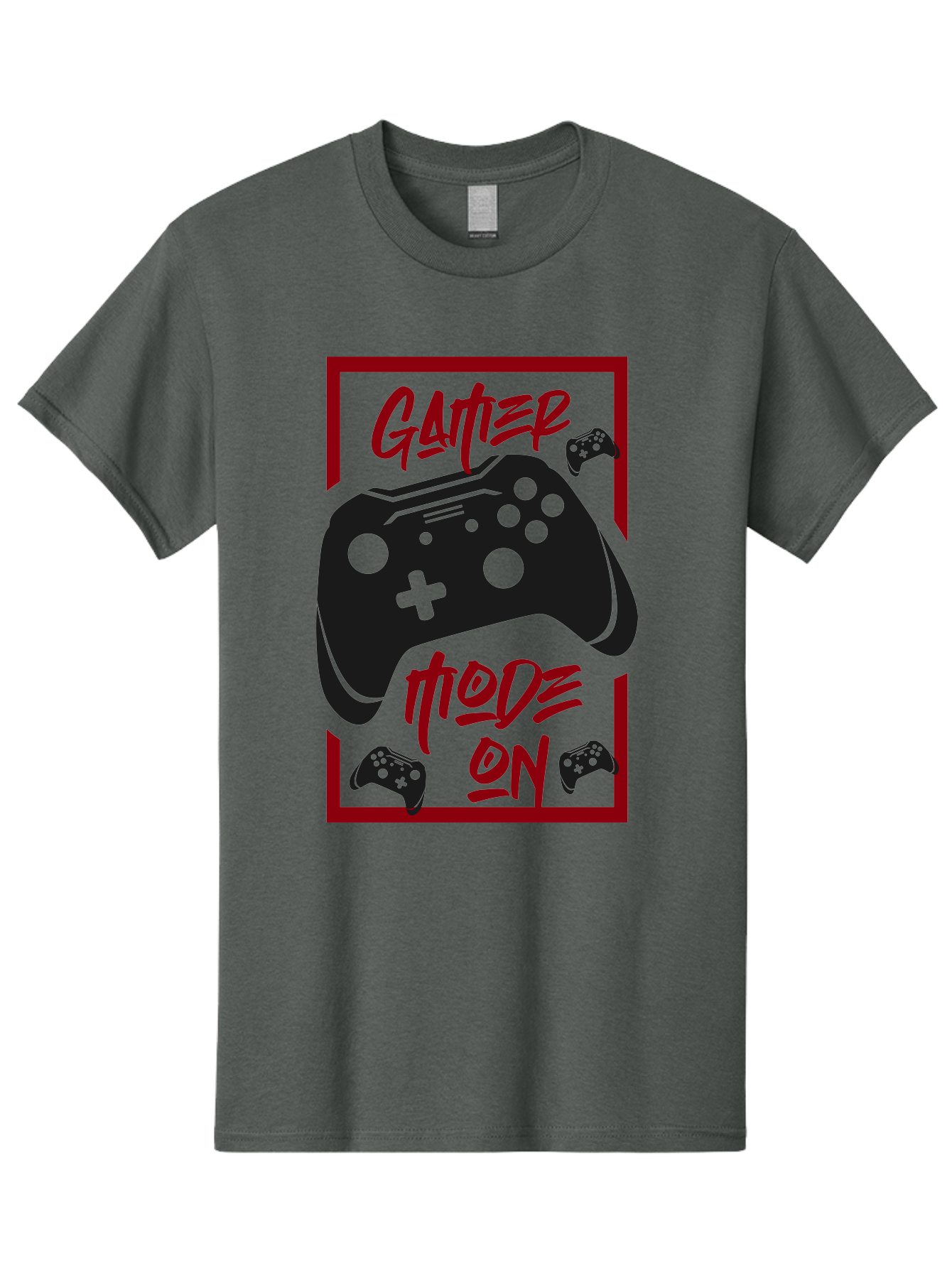 Gamer-Mode-On Men'S Graphic Tee, 100% Cotton, Comfortable Casual Summer Wear, Machine Washable, Game Controller, Gaming Graphics, Video Game Console, Game Mode On, Gather Mode, Gamer Culture, Gaming Community, Game On, Red And Green Design - Aaa634 23