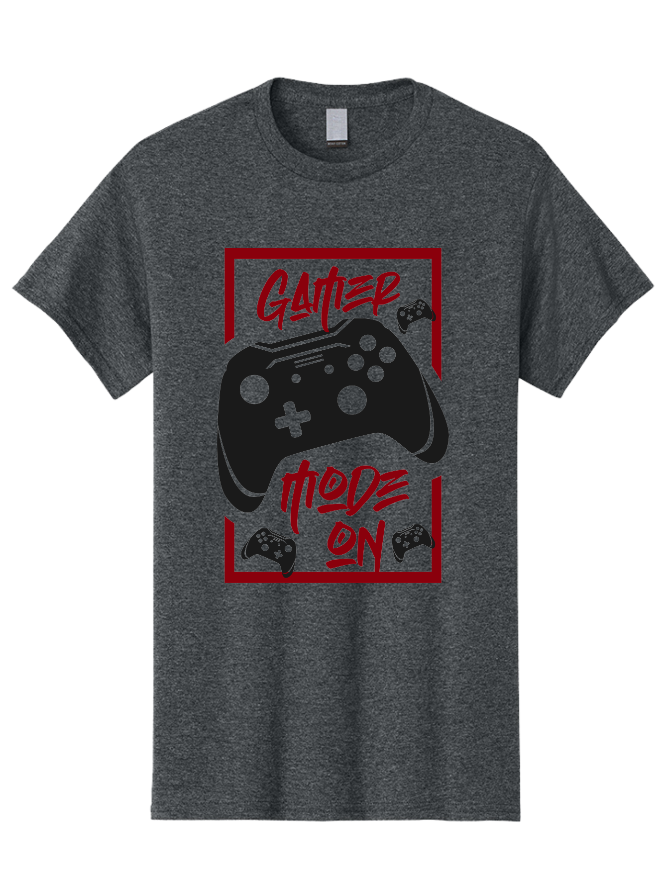 Gamer-Mode-On Men'S Graphic Tee, 100% Cotton, Comfortable Casual Summer Wear, Machine Washable, Game Controller, Gaming Graphics, Video Game Console, Game Mode On, Gather Mode, Gamer Culture, Gaming Community, Game On, Red And Green Design - Aaa634 7