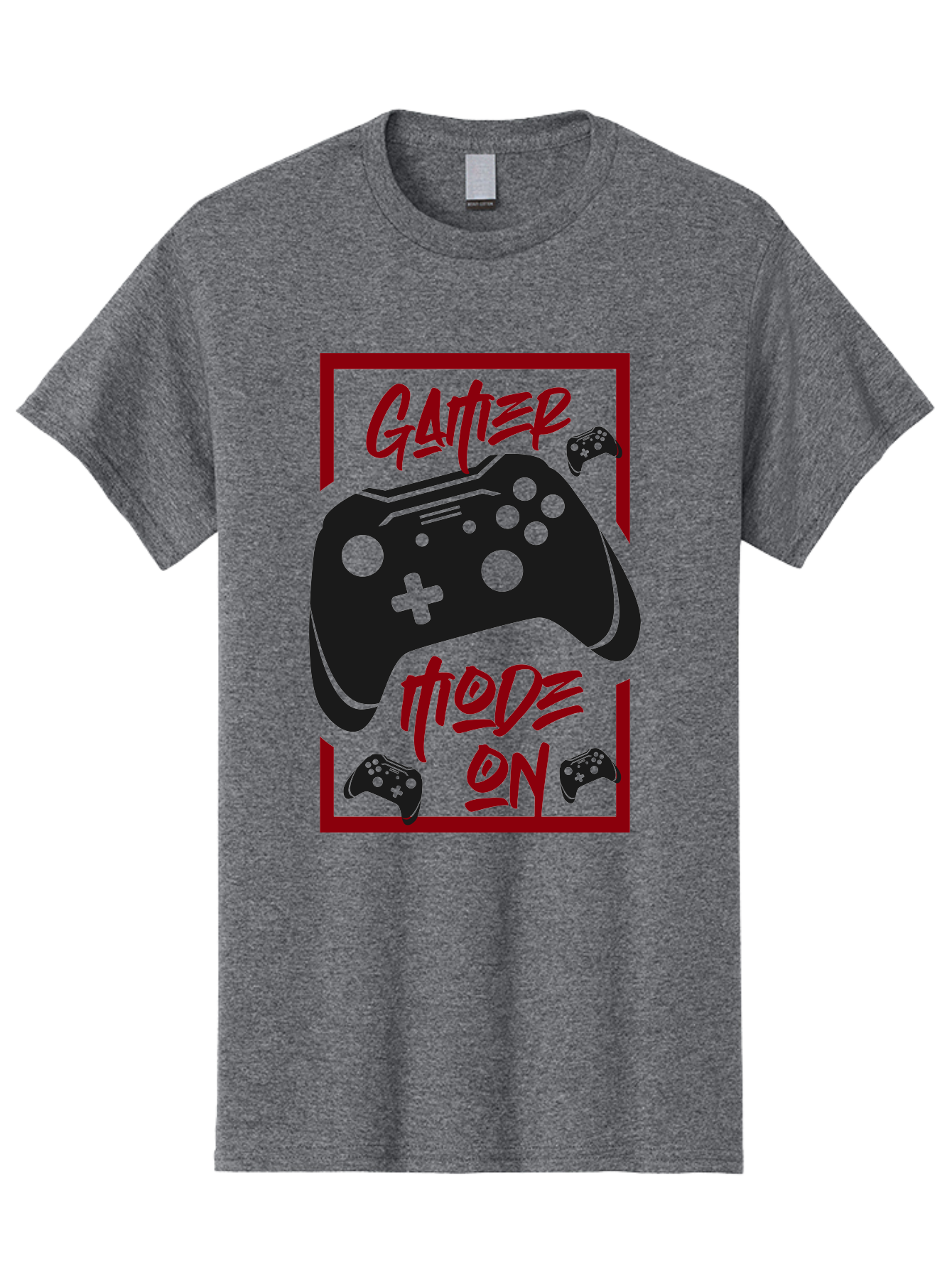Gamer-Mode-On Men'S Graphic Tee, 100% Cotton, Comfortable Casual Summer Wear, Machine Washable, Game Controller, Gaming Graphics, Video Game Console, Game Mode On, Gather Mode, Gamer Culture, Gaming Community, Game On, Red And Green Design - Aaa634 21