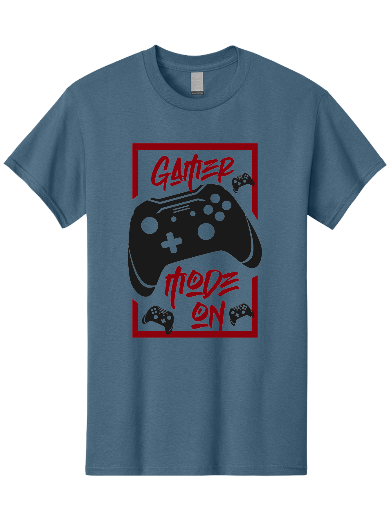Gamer-Mode-On Men'S Graphic Tee, 100% Cotton, Comfortable Casual Summer Wear, Machine Washable, Game Controller, Gaming Graphics, Video Game Console, Game Mode On, Gather Mode, Gamer Culture, Gaming Community, Game On, Red And Green Design - Aaa634 29