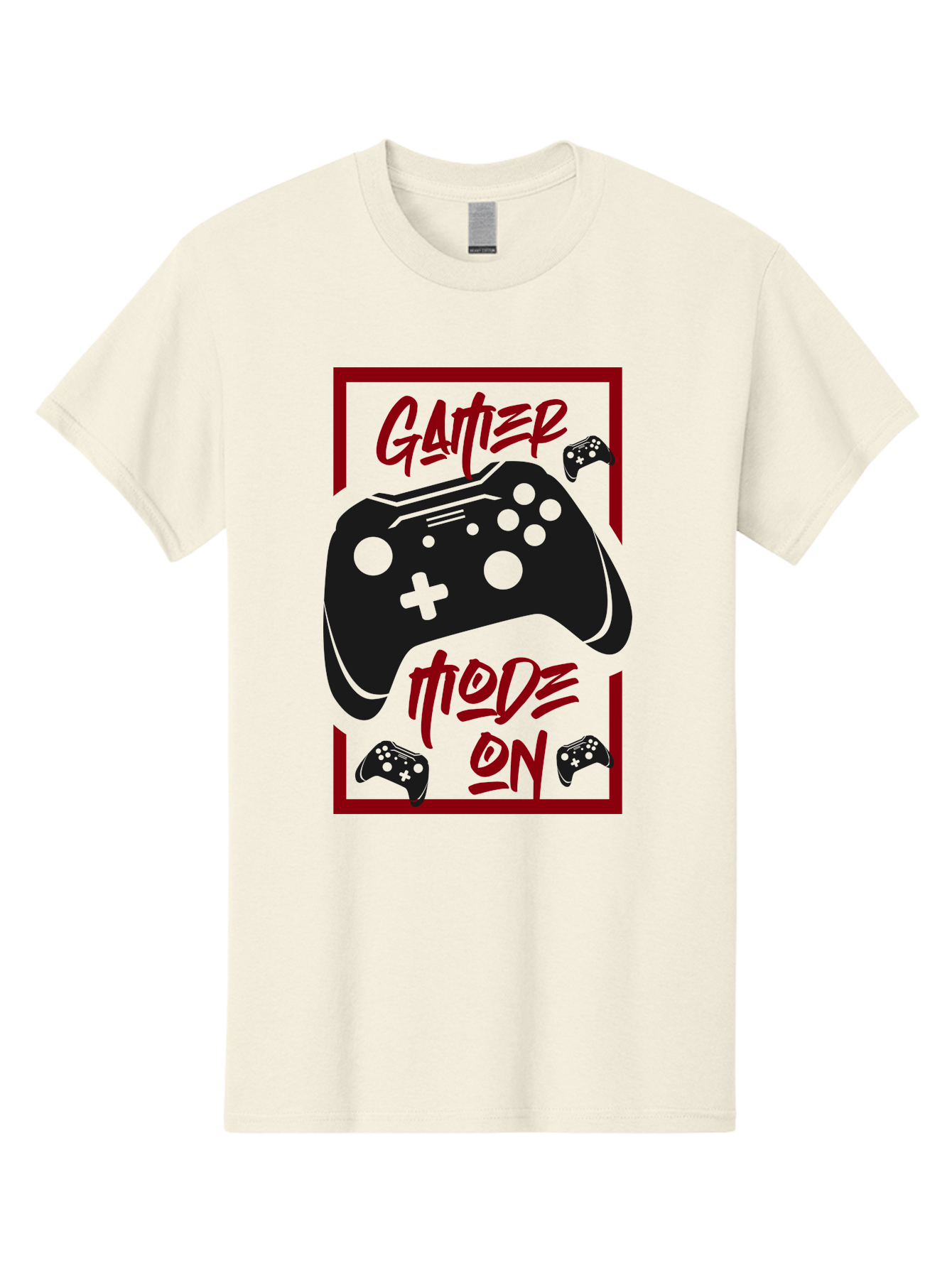 Gamer-Mode-On Men'S Graphic Tee, 100% Cotton, Comfortable Casual Summer Wear, Machine Washable, Game Controller, Gaming Graphics, Video Game Console, Game Mode On, Gather Mode, Gamer Culture, Gaming Community, Game On, Red And Green Design - Aaa634 11