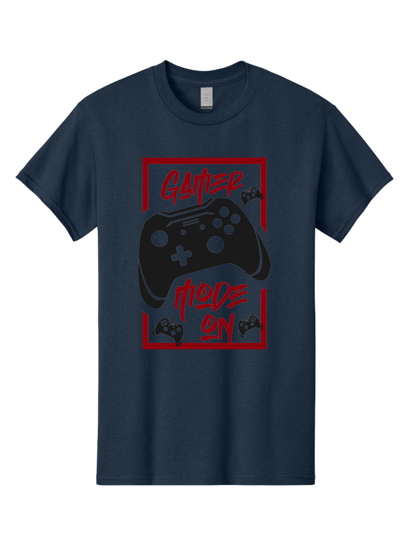Gamer-Mode-On Men'S Graphic Tee, 100% Cotton, Comfortable Casual Summer Wear, Machine Washable, Game Controller, Gaming Graphics, Video Game Console, Game Mode On, Gather Mode, Gamer Culture, Gaming Community, Game On, Red And Green Design - Aaa634 15