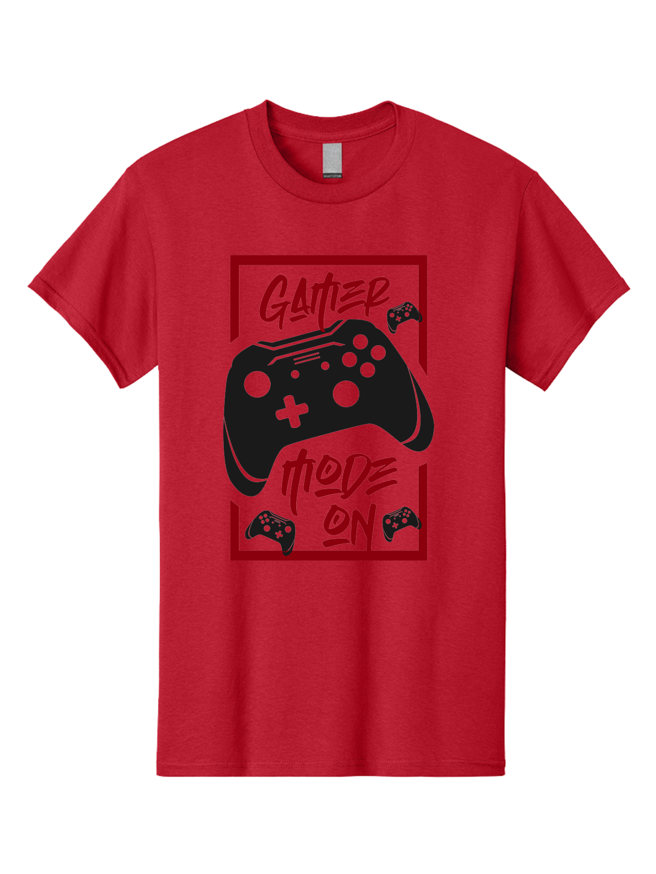 Gamer-Mode-On Men'S Graphic Tee, 100% Cotton, Comfortable Casual Summer Wear, Machine Washable, Game Controller, Gaming Graphics, Video Game Console, Game Mode On, Gather Mode, Gamer Culture, Gaming Community, Game On, Red And Green Design - Aaa634 13