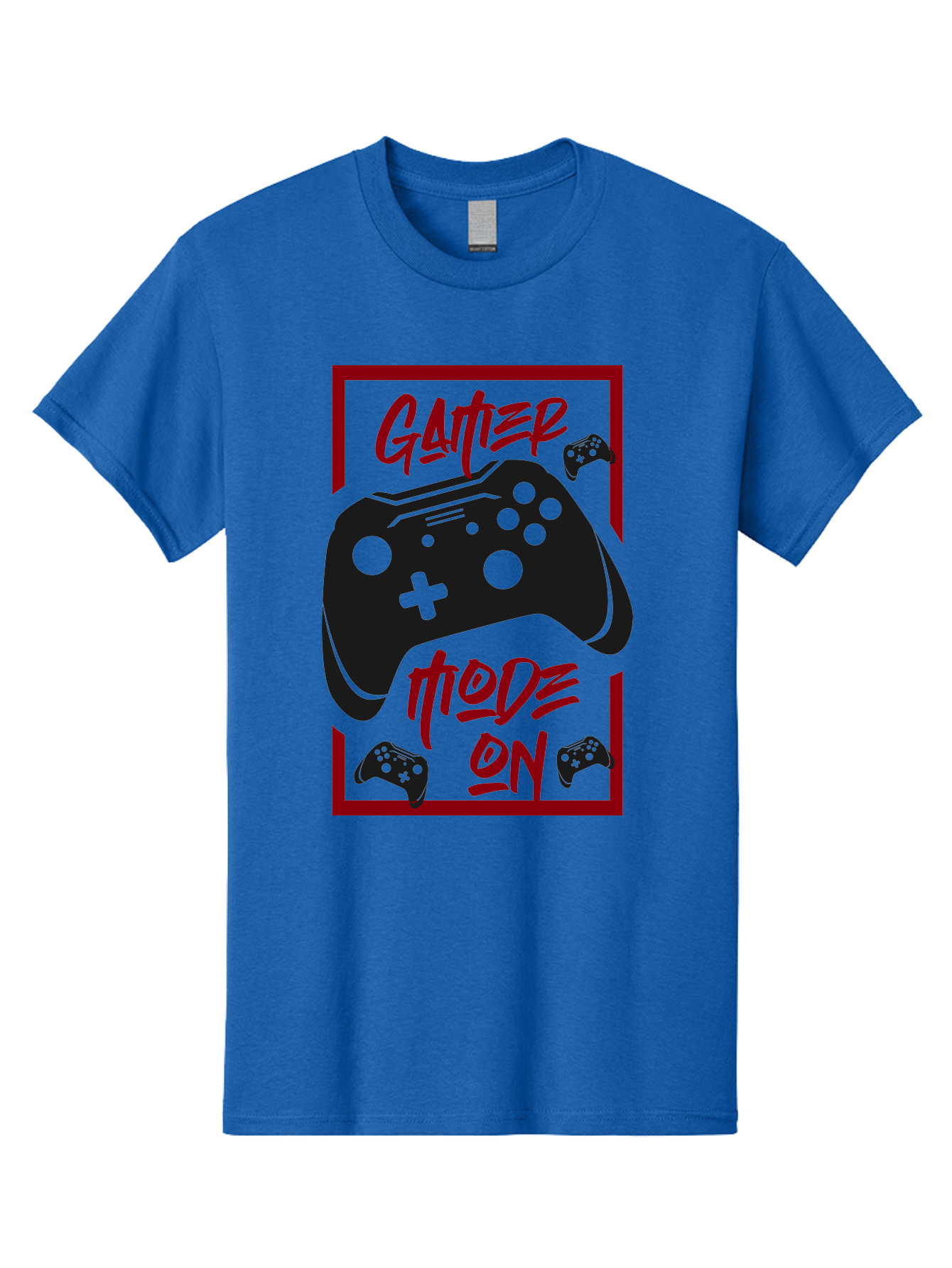Gamer-Mode-On Men'S Graphic Tee, 100% Cotton, Comfortable Casual Summer Wear, Machine Washable, Game Controller, Gaming Graphics, Video Game Console, Game Mode On, Gather Mode, Gamer Culture, Gaming Community, Game On, Red And Green Design - Aaa634 17
