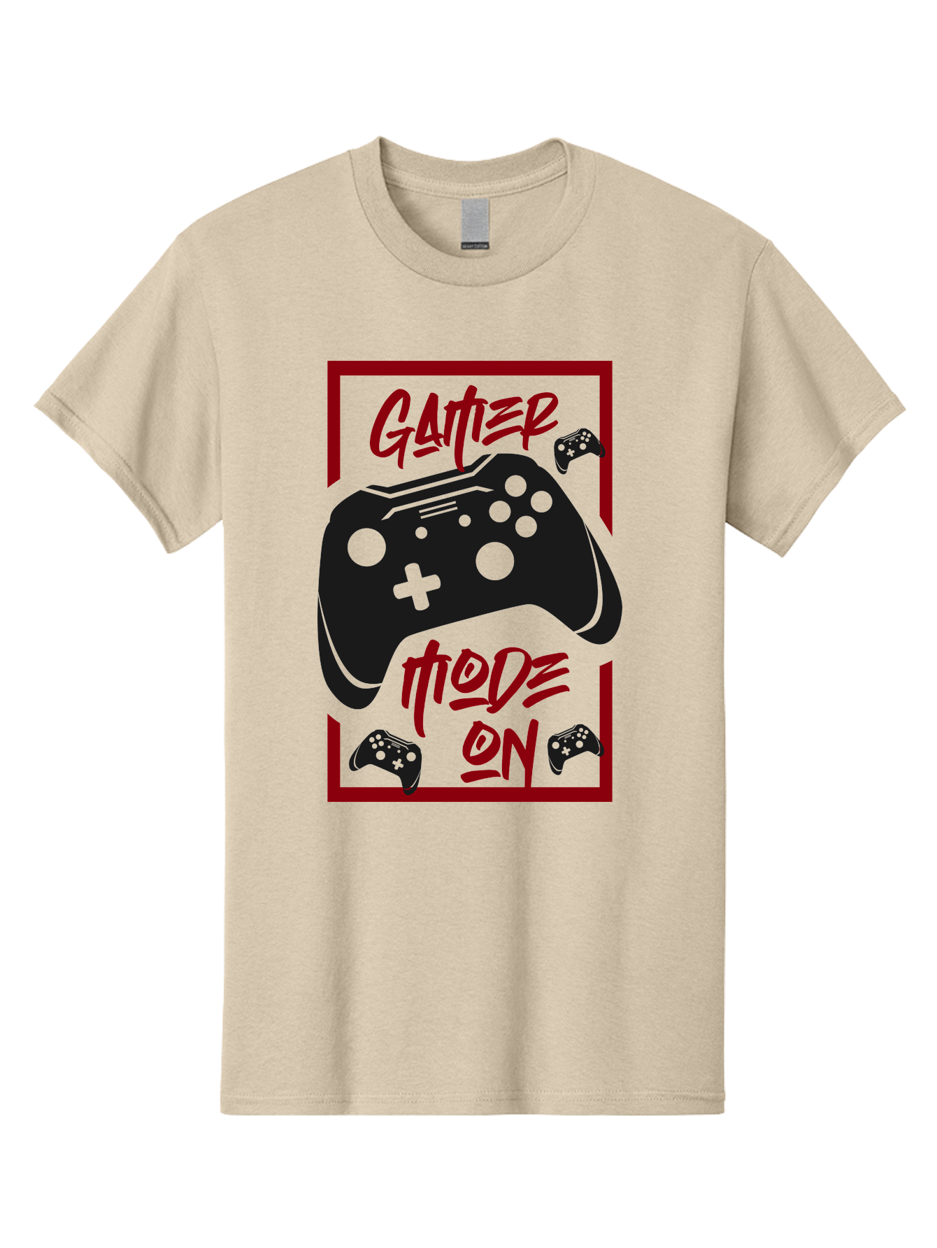 Gamer-Mode-On Men'S Graphic Tee, 100% Cotton, Comfortable Casual Summer Wear, Machine Washable, Game Controller, Gaming Graphics, Video Game Console, Game Mode On, Gather Mode, Gamer Culture, Gaming Community, Game On, Red And Green Design - Aaa634 19