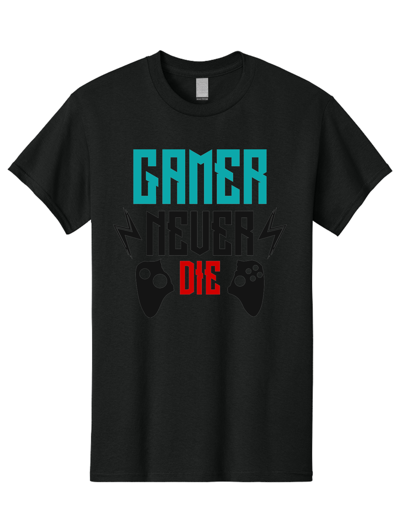 Gamer-Never-Die Men'S Graphic Tee, 100% Cotton, Comfortable Casual Summer Wear, Machine Washable, Gaming Culture, Gaming Controllers, Motivational Quote, Gamer Lifestyle, Video Games, Gaming Community, Game On - Aaa635 13