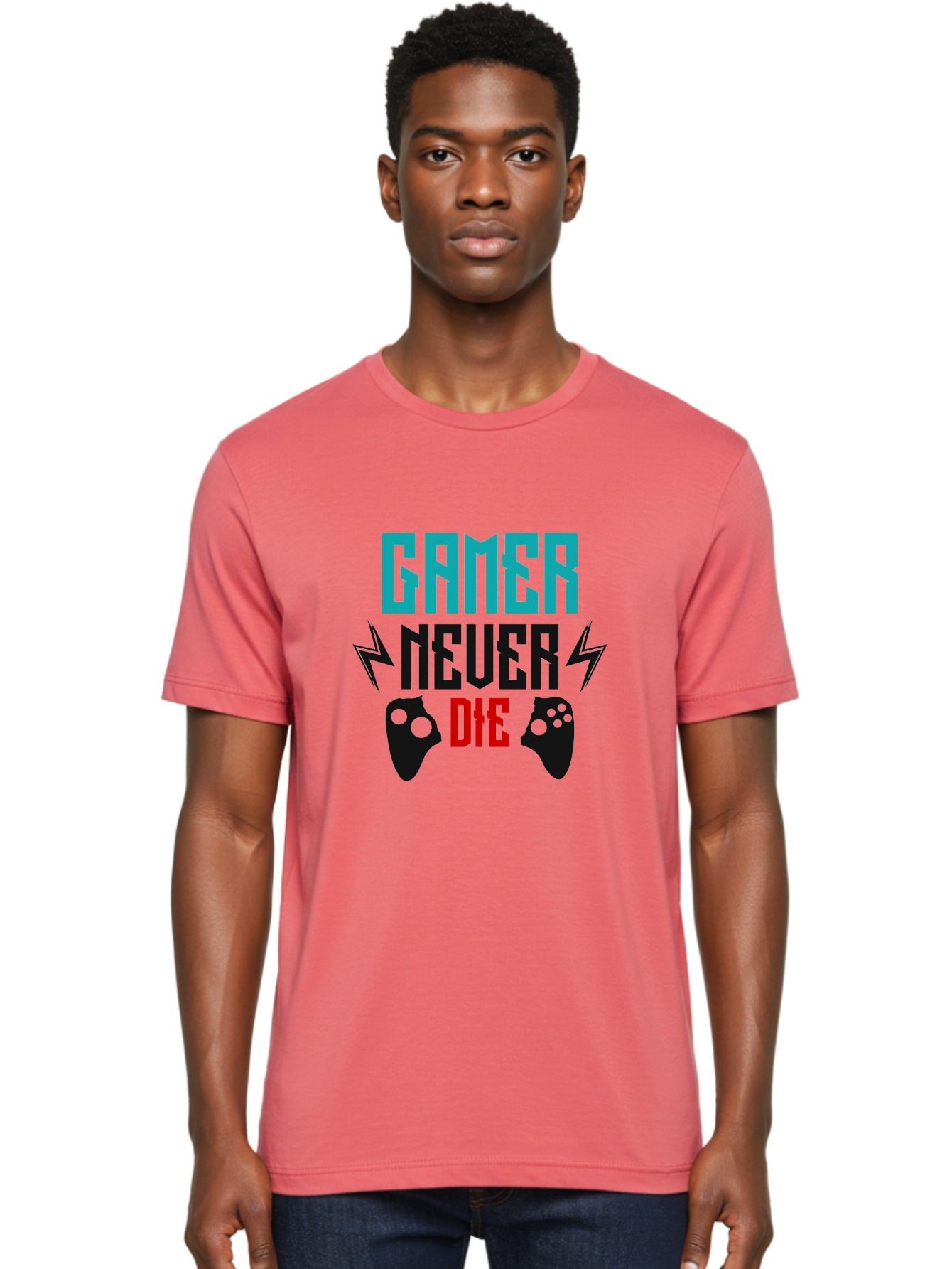 Gamer-Never-Die Men'S Graphic Tee, 100% Cotton, Comfortable Casual Summer Wear, Machine Washable, Gaming Culture, Gaming Controllers, Motivational Quote, Gamer Lifestyle, Video Games, Gaming Community, Game On - Aaa635 22