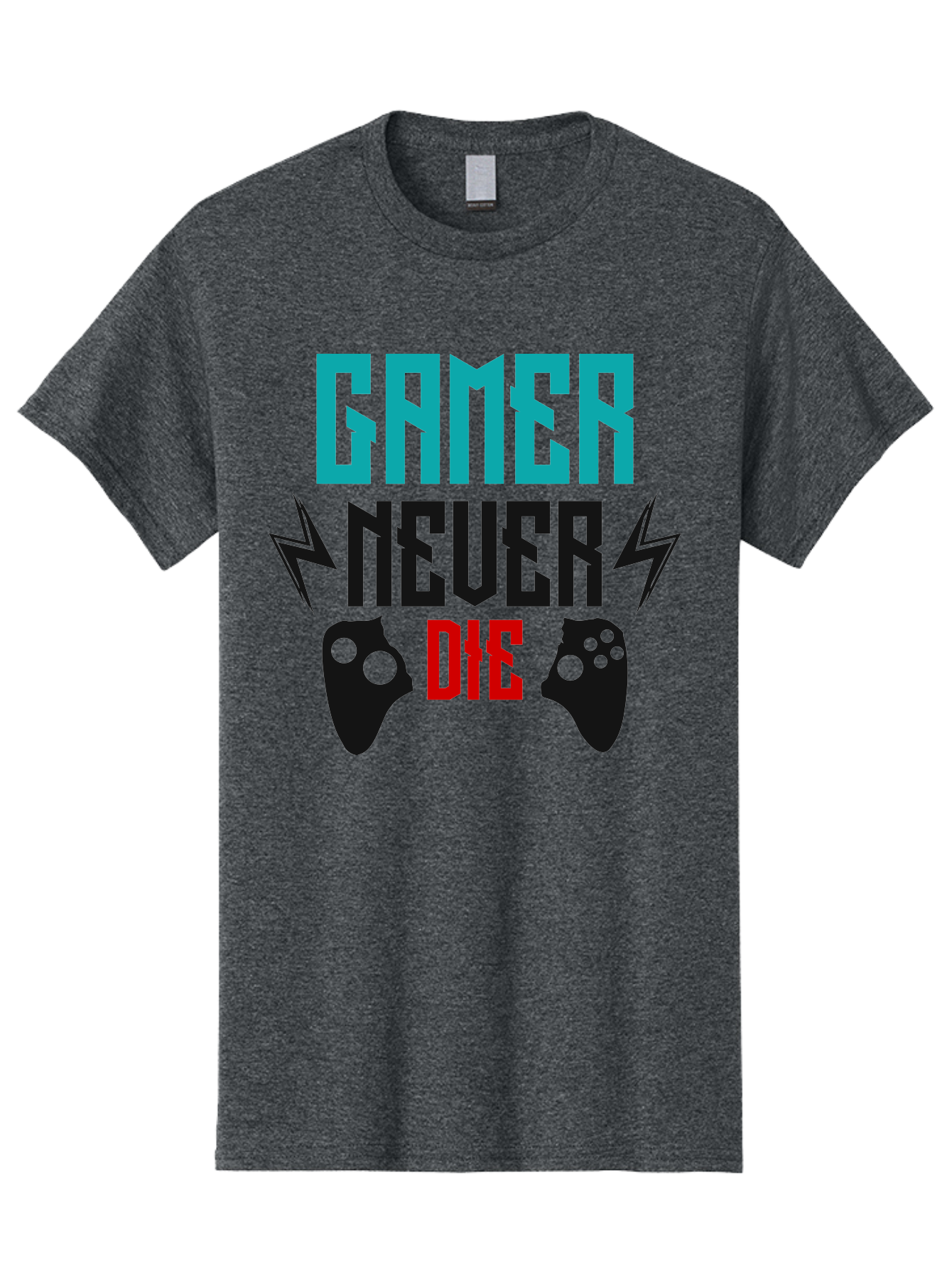 Gamer-Never-Die Men'S Graphic Tee, 100% Cotton, Comfortable Casual Summer Wear, Machine Washable, Gaming Culture, Gaming Controllers, Motivational Quote, Gamer Lifestyle, Video Games, Gaming Community, Game On - Aaa635 19