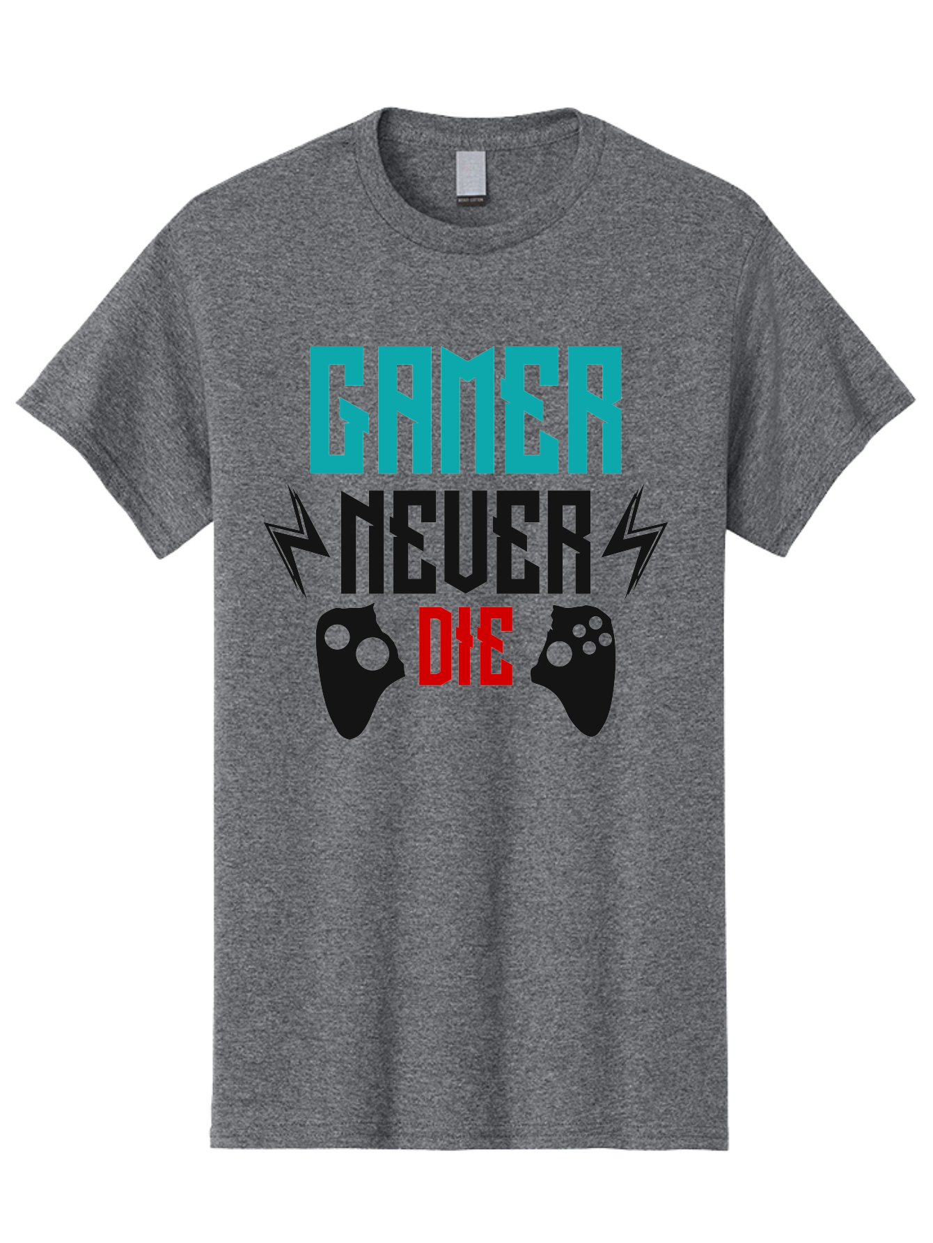 Gamer-Never-Die Men'S Graphic Tee, 100% Cotton, Comfortable Casual Summer Wear, Machine Washable, Gaming Culture, Gaming Controllers, Motivational Quote, Gamer Lifestyle, Video Games, Gaming Community, Game On - Aaa635 29