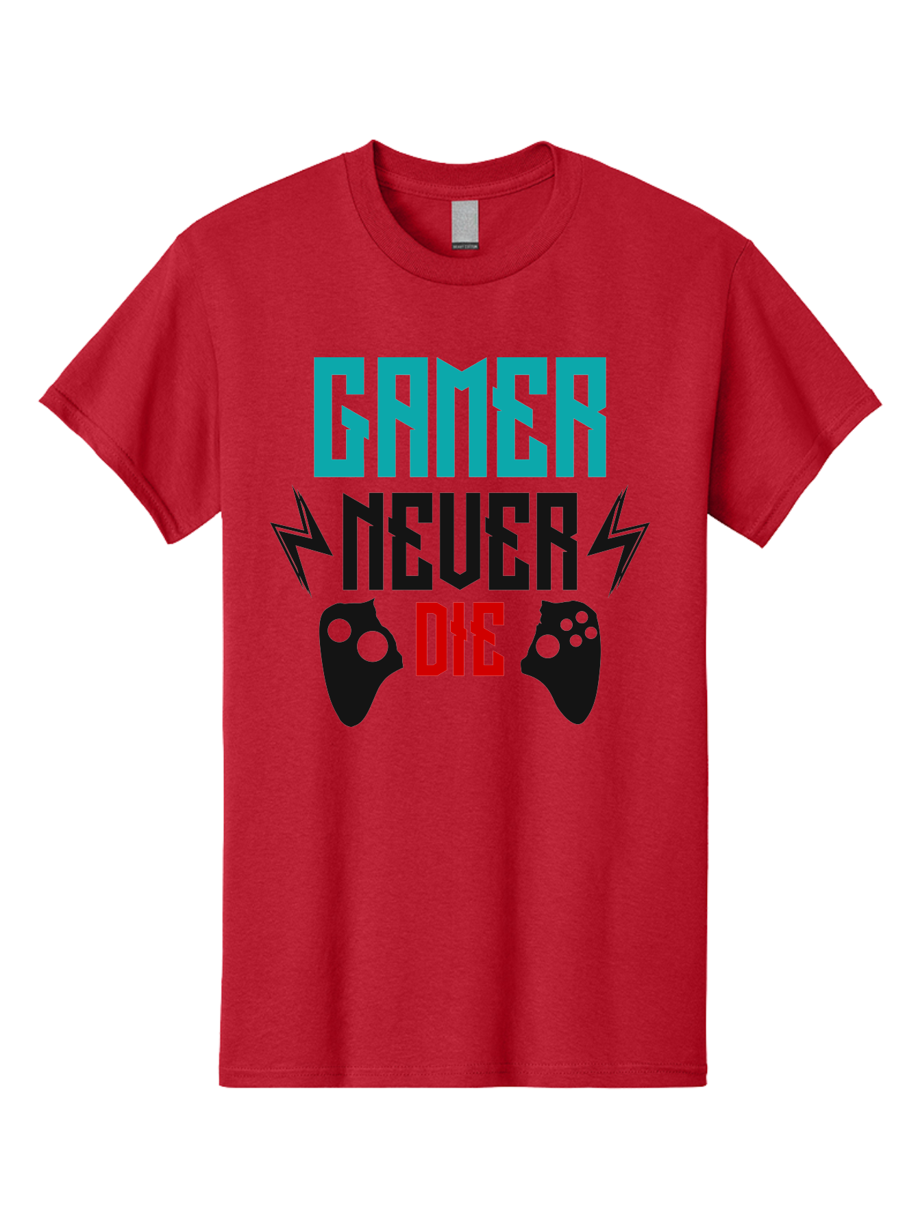 Gamer-Never-Die Men'S Graphic Tee, 100% Cotton, Comfortable Casual Summer Wear, Machine Washable, Gaming Culture, Gaming Controllers, Motivational Quote, Gamer Lifestyle, Video Games, Gaming Community, Game On - Aaa635 11