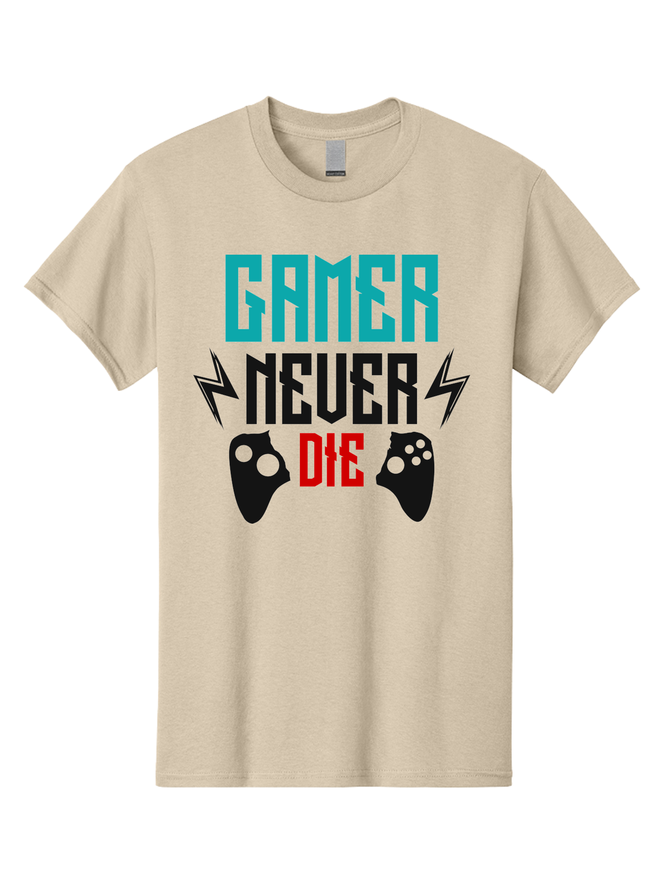Gamer-Never-Die Men'S Graphic Tee, 100% Cotton, Comfortable Casual Summer Wear, Machine Washable, Gaming Culture, Gaming Controllers, Motivational Quote, Gamer Lifestyle, Video Games, Gaming Community, Game On - Aaa635 15