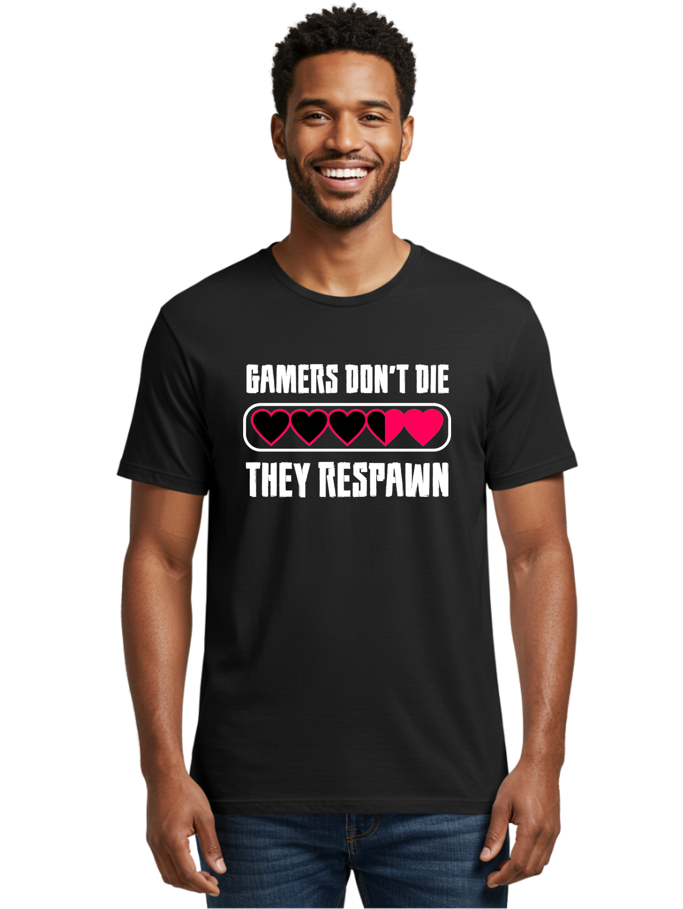 Gamers-Don-T-Die-They-Respwan Men'S Graphic Tee, 100% Cotton, Comfortable Casual Summer Wear, Machine Washable, Gaming Quote, Gamer Life, Respawn, Video Game Humor, Gaming Culture, Gamer Hearts, Digital Entertainment, Gaming Phrase - Aaa637 20