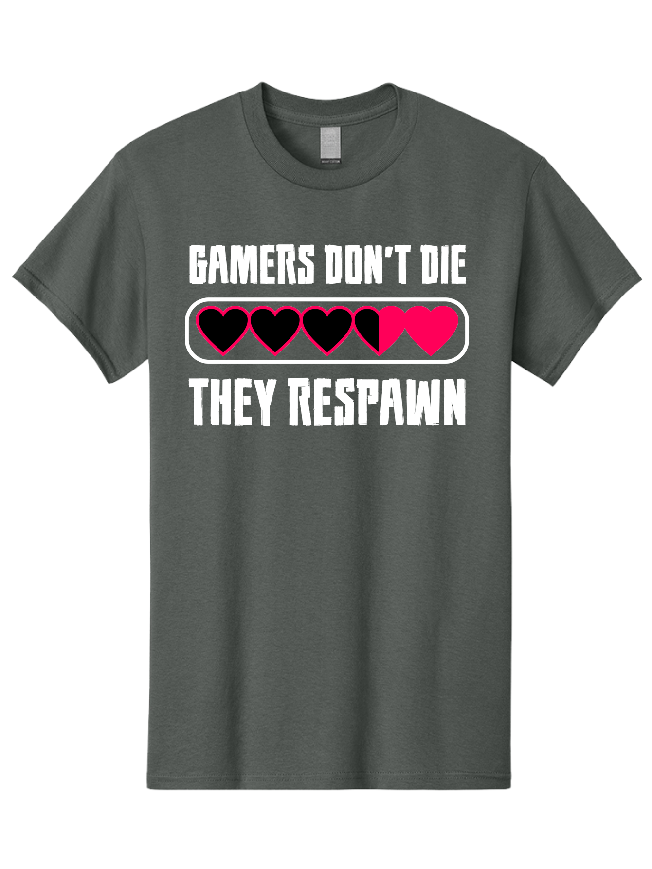 Gamers-Don-T-Die-They-Respwan Men'S Graphic Tee, 100% Cotton, Comfortable Casual Summer Wear, Machine Washable, Gaming Quote, Gamer Life, Respawn, Video Game Humor, Gaming Culture, Gamer Hearts, Digital Entertainment, Gaming Phrase - Aaa637 7