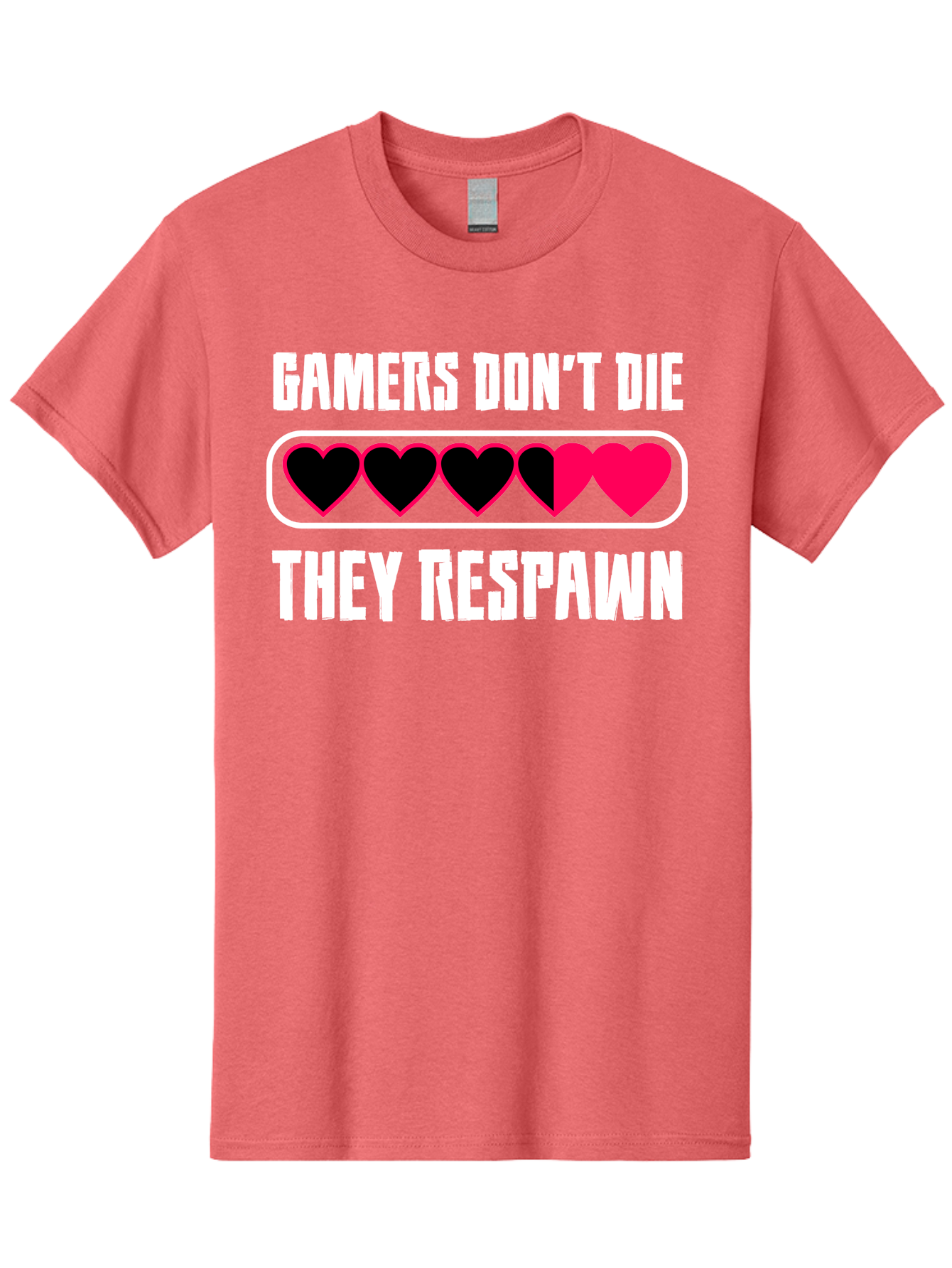 Gamers-Don-T-Die-They-Respwan Men'S Graphic Tee, 100% Cotton, Comfortable Casual Summer Wear, Machine Washable, Gaming Quote, Gamer Life, Respawn, Video Game Humor, Gaming Culture, Gamer Hearts, Digital Entertainment, Gaming Phrase - Aaa637 17