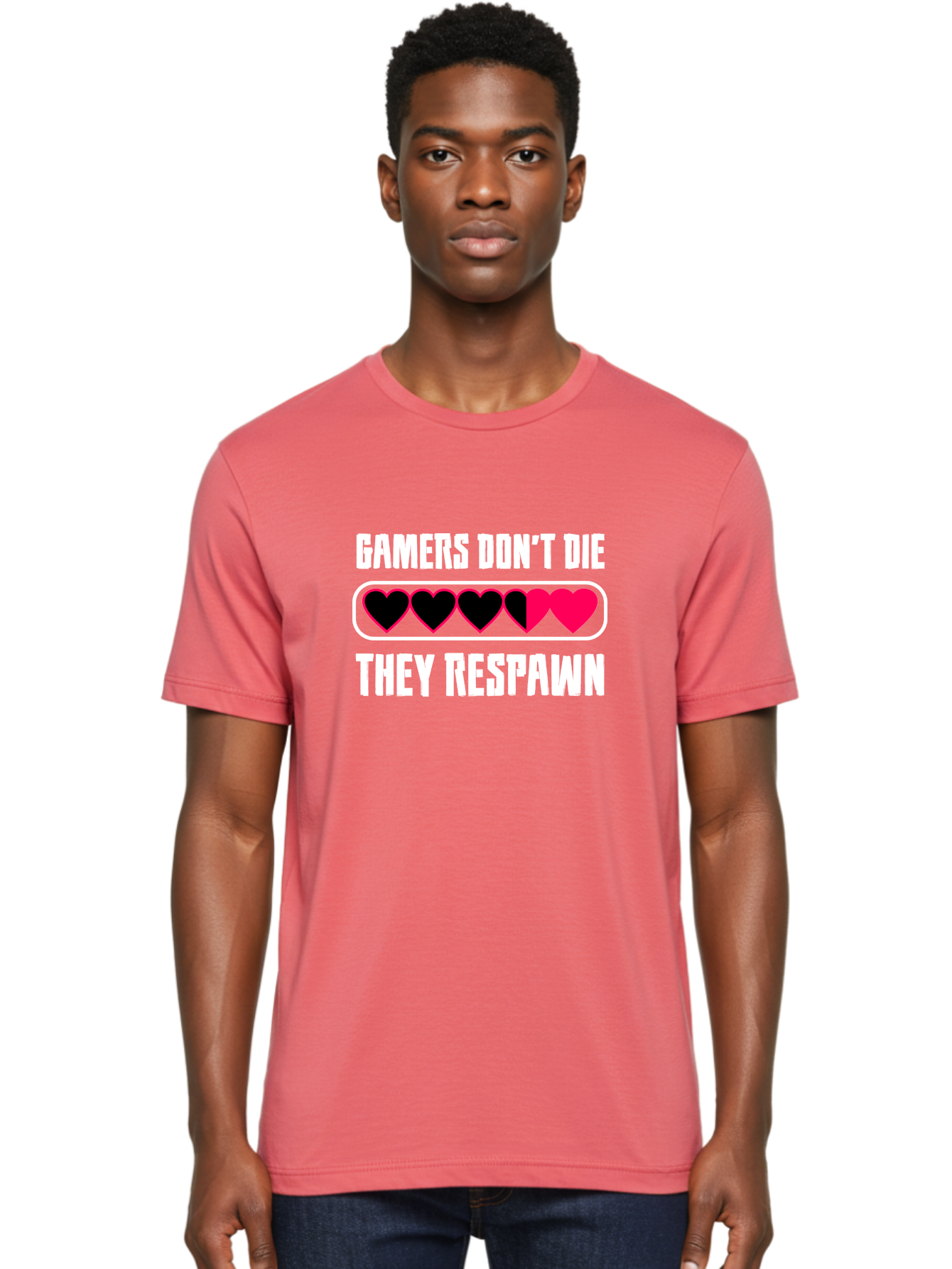 Gamers-Don-T-Die-They-Respwan Men'S Graphic Tee, 100% Cotton, Comfortable Casual Summer Wear, Machine Washable, Gaming Quote, Gamer Life, Respawn, Video Game Humor, Gaming Culture, Gamer Hearts, Digital Entertainment, Gaming Phrase - Aaa637 18
